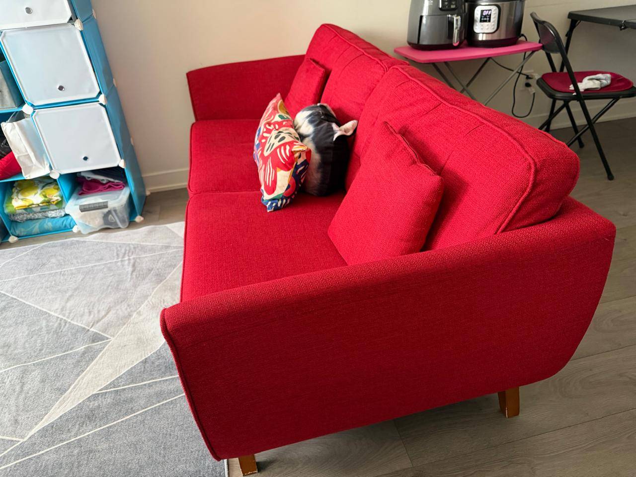 Red Sofa Couch with 3 free pillows - photo 2