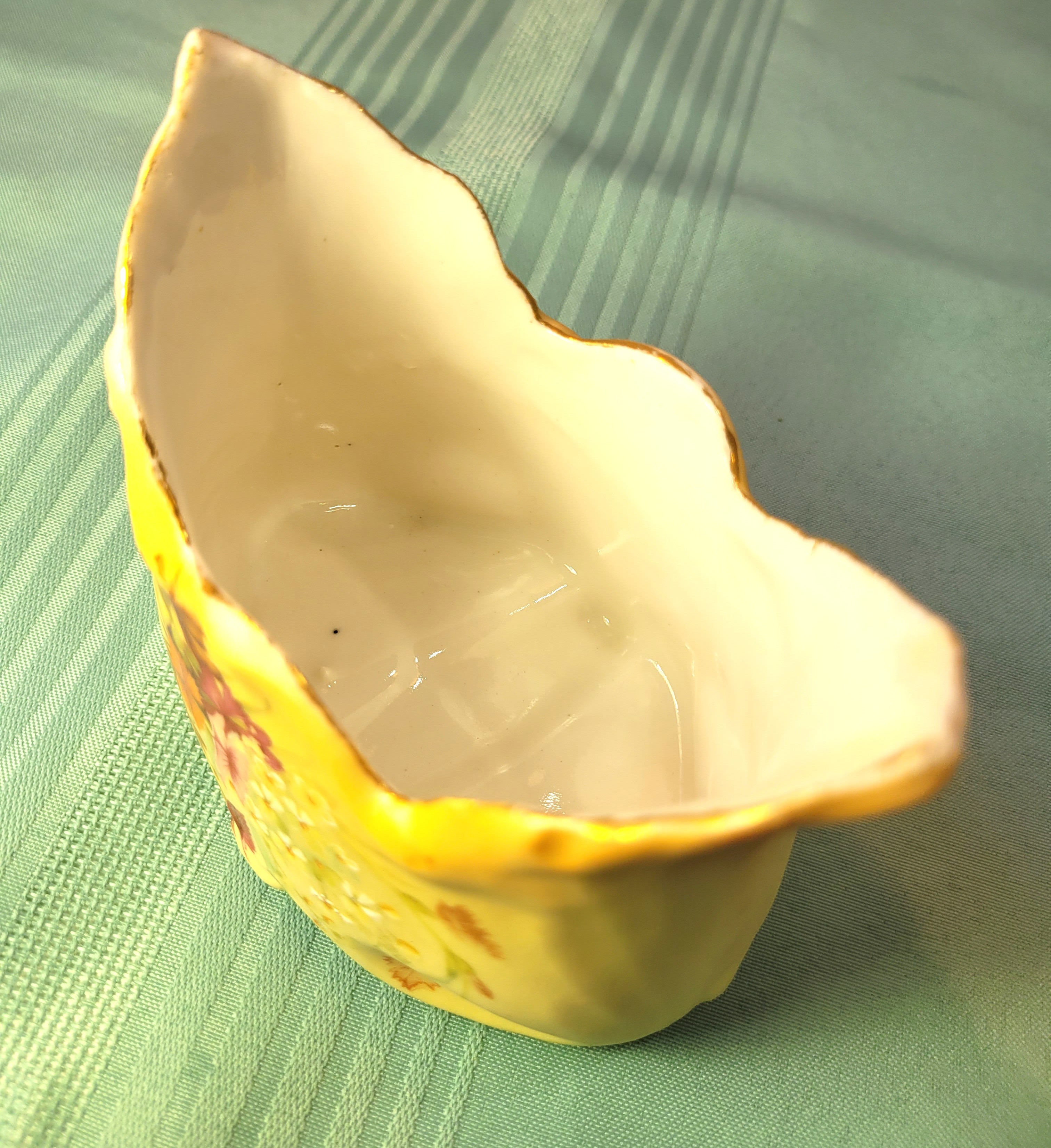 1950s Japan Hand Painted Porcelain Basket Planter Yellow Floral - photo 4
