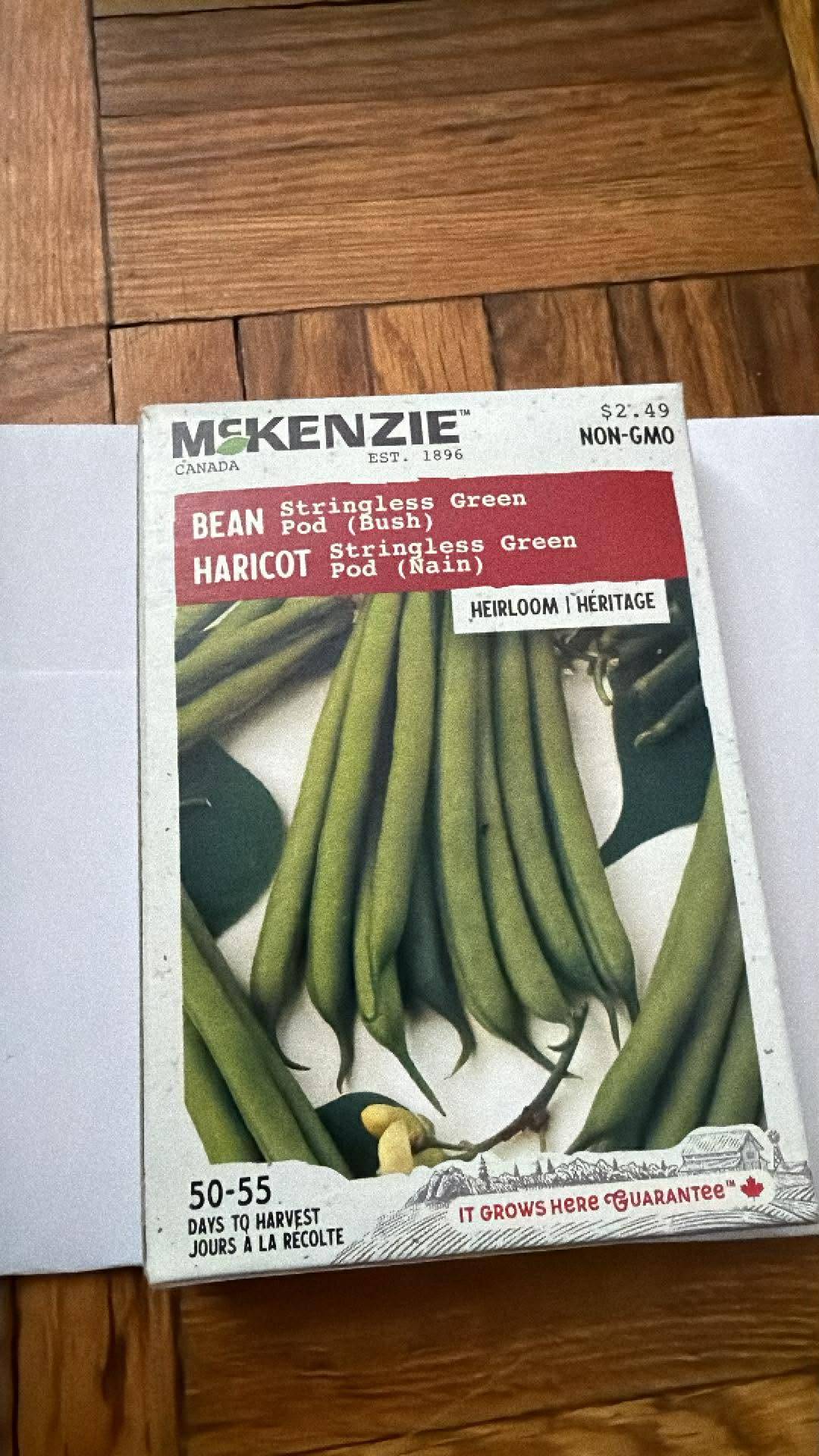 2 packs of McKenzie Stringless Green Bean Seeds