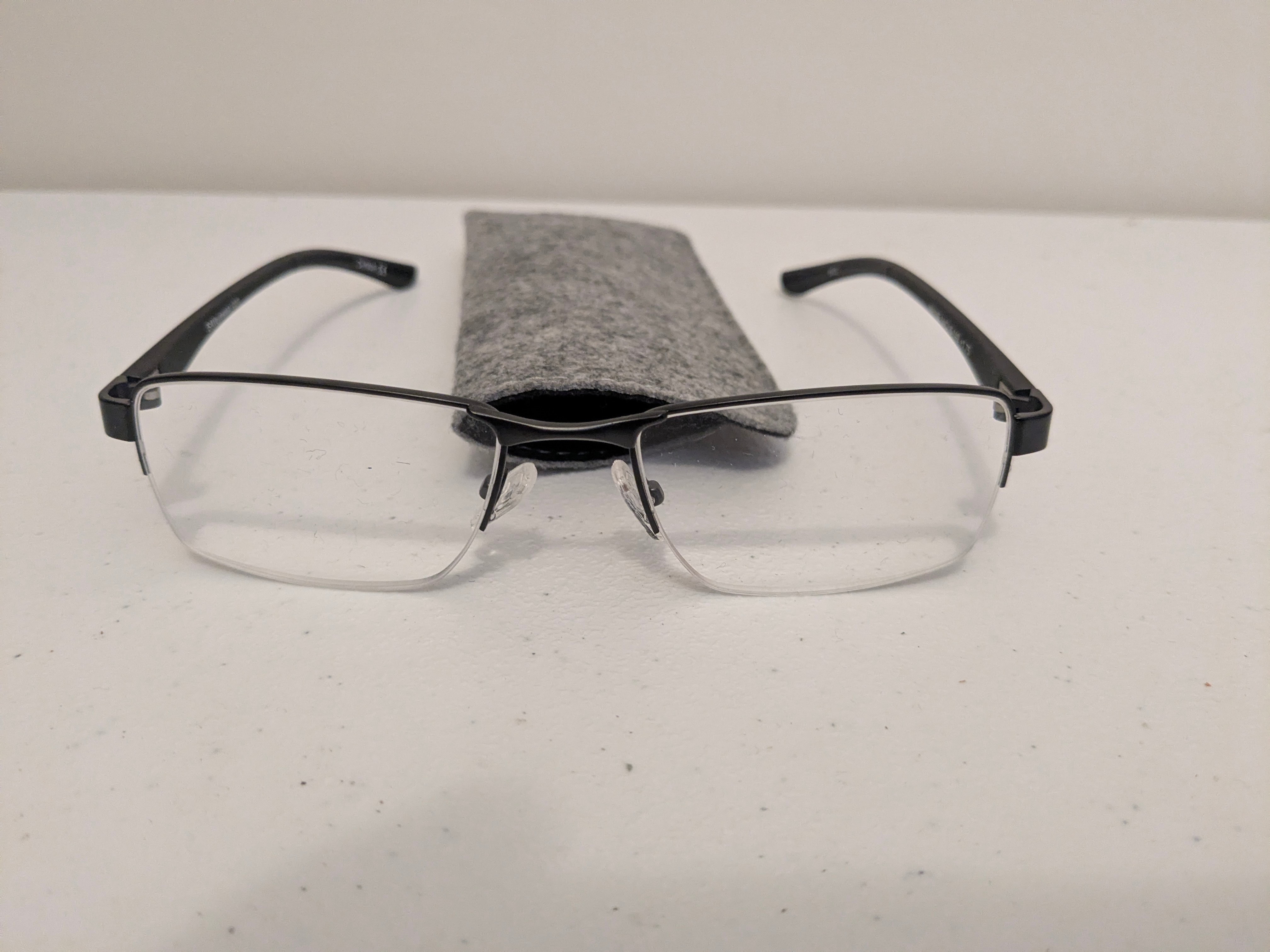 Black Rimless Reading Glasses with Case 1.75