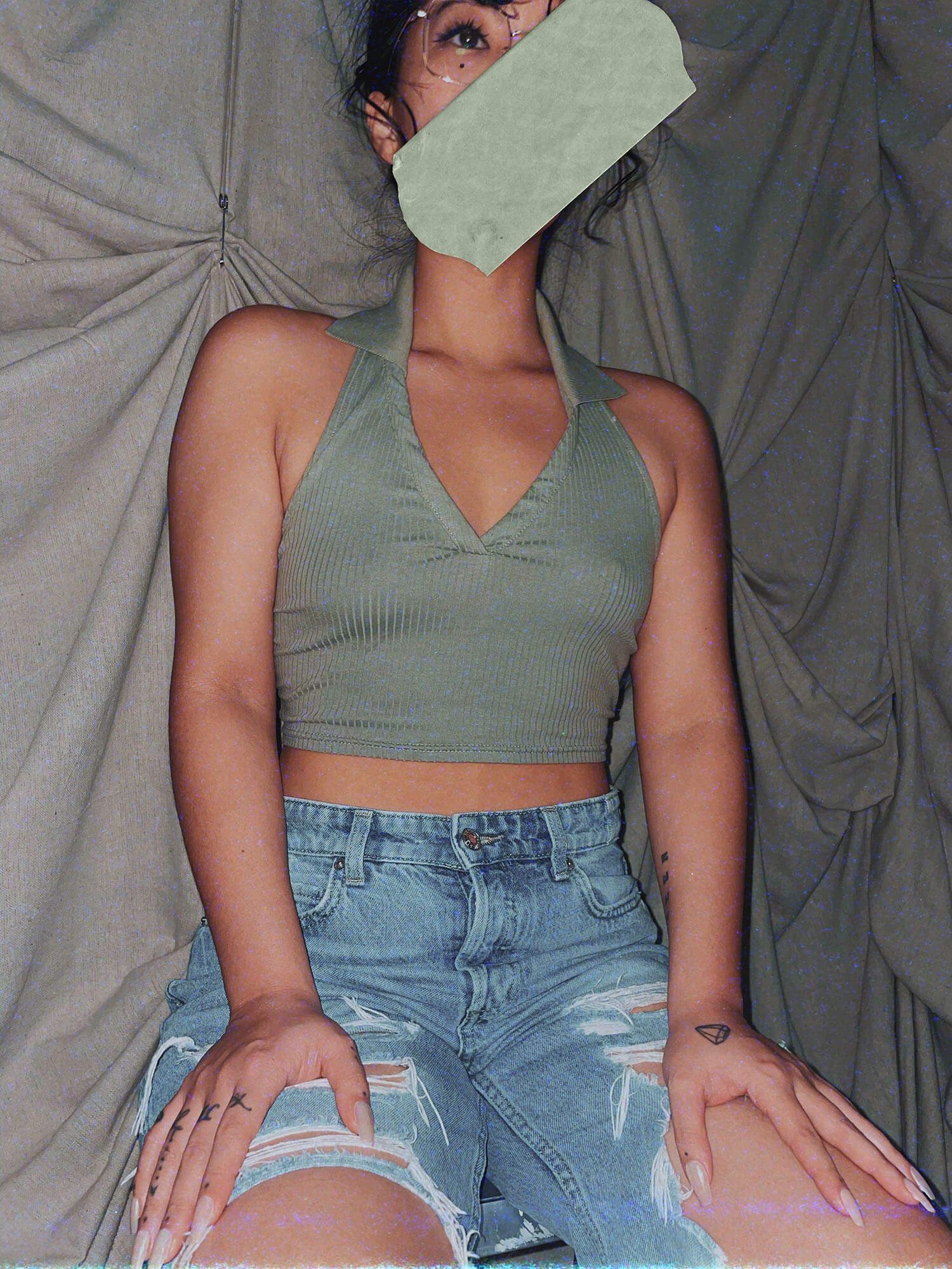 pistachio green polo halter crop top womens summer tank shirt - photo 5
