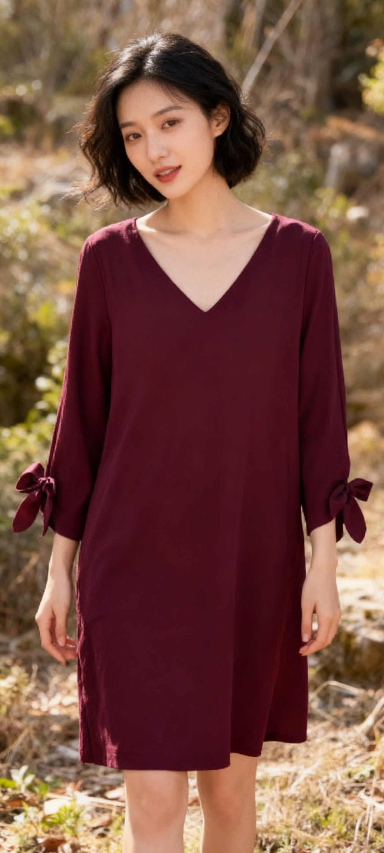 ESPRIT Premium Burgundy Georgette Midi Dress | Worn Twice |