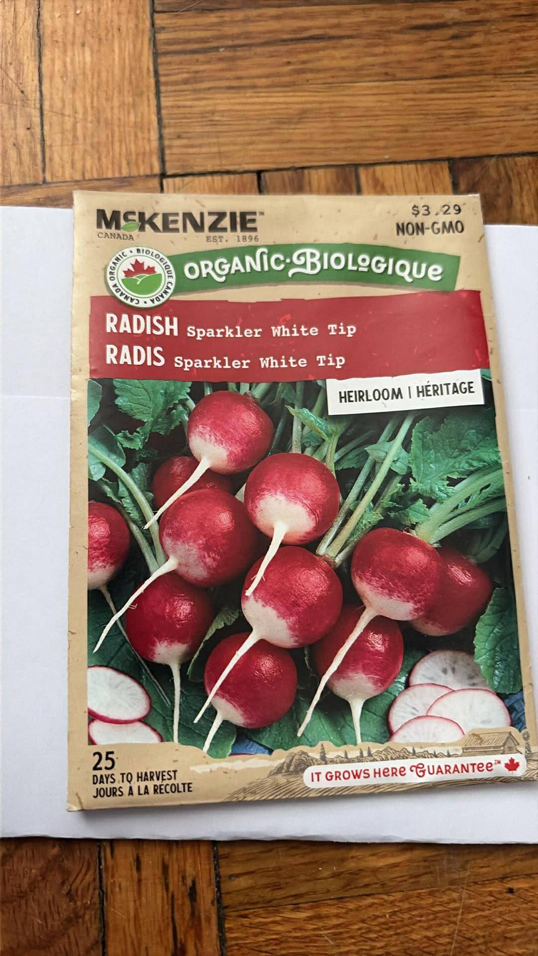 5 Packs of McKenzie Radish Sparkler White Tip Seeds