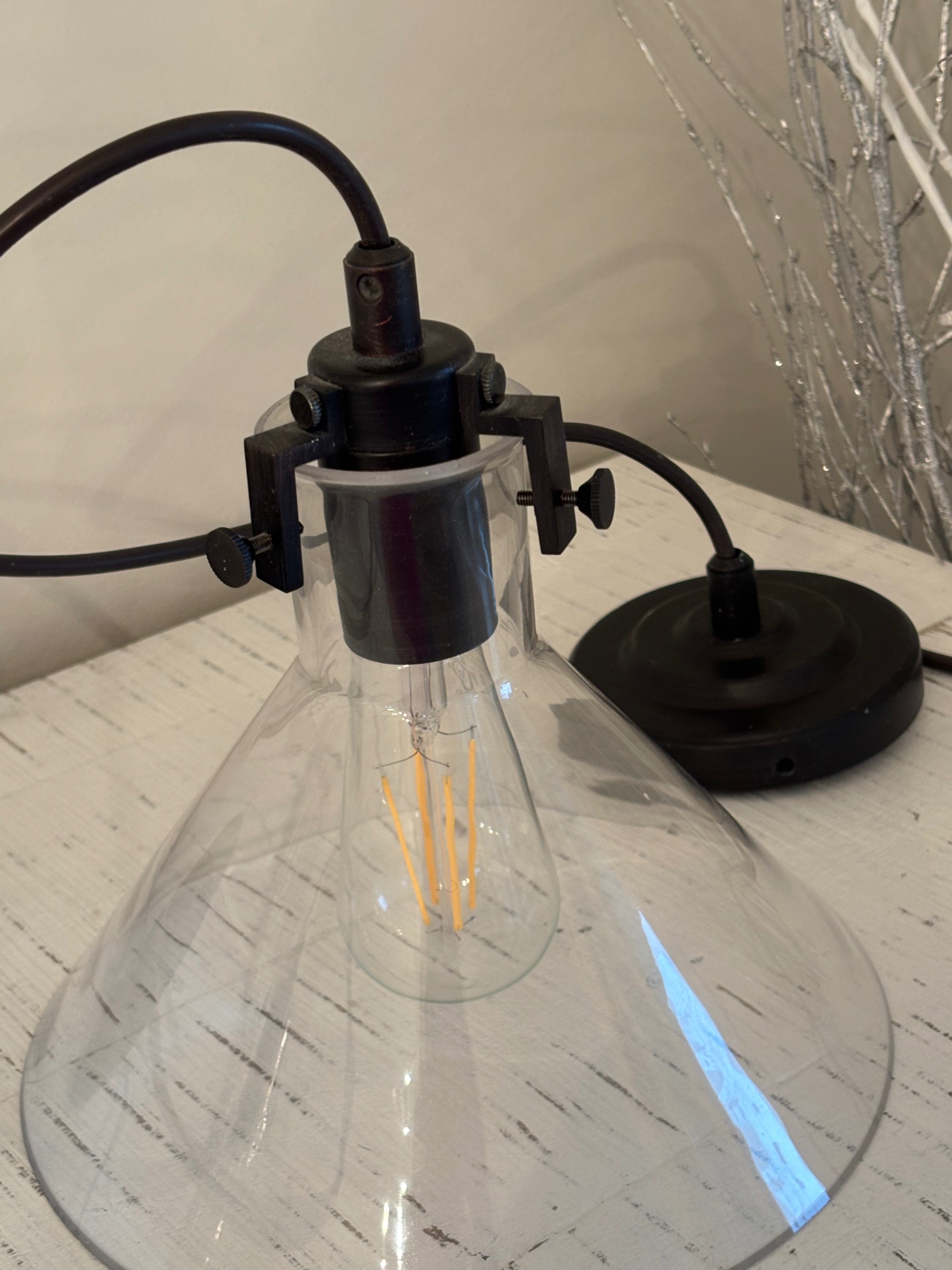 Pendant light -2-glass & black metal - photo 5