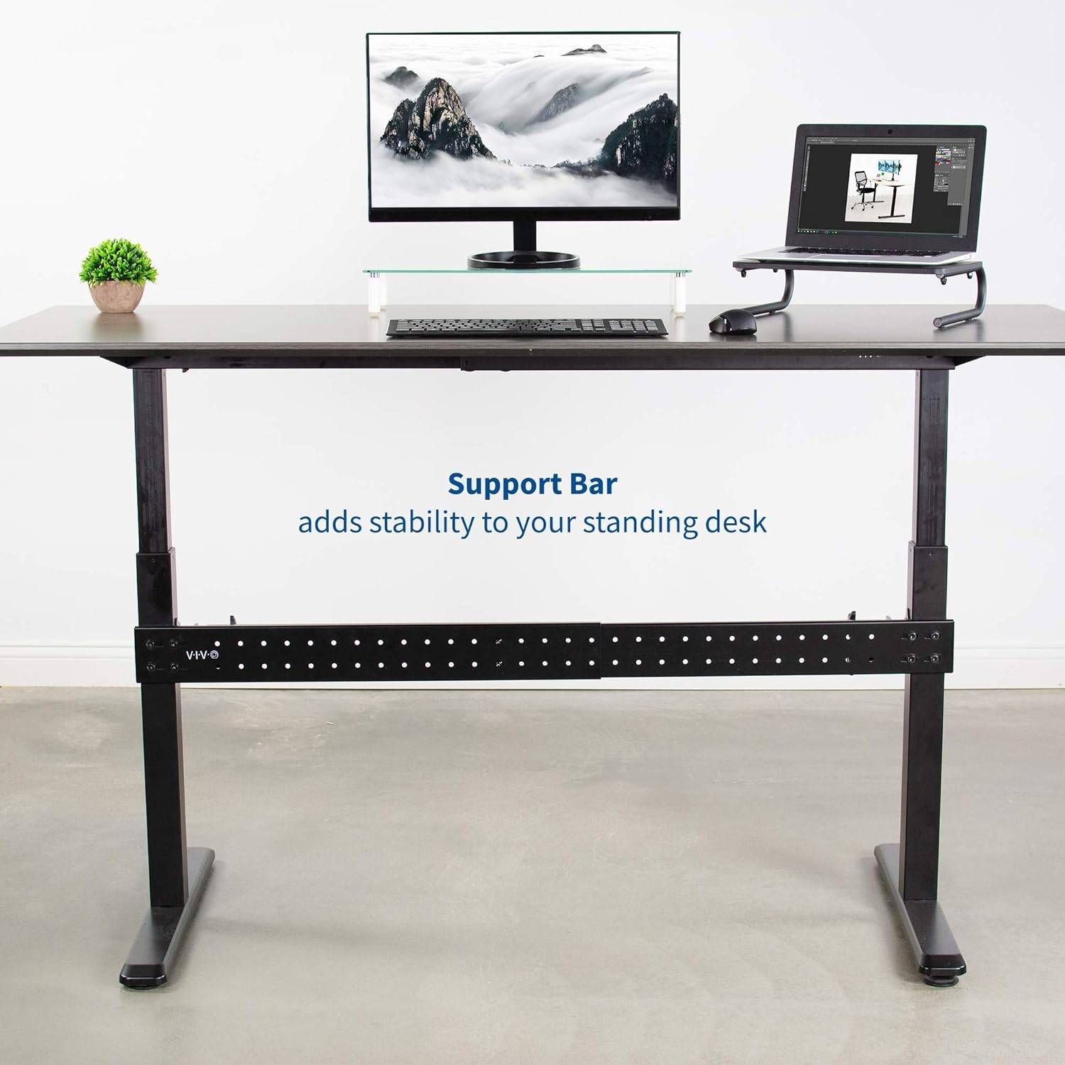 VIVO Black Universal Steel Clamp-on Desk Stabilizer Bar,