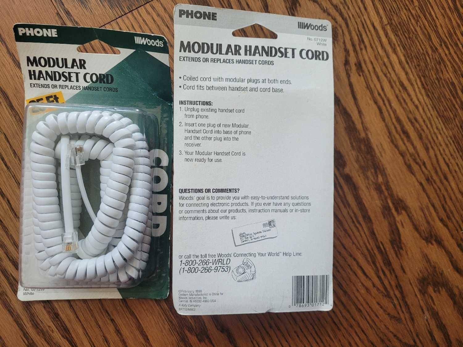 Woods Modular Handset Cord - 25 ft - White - photo 2