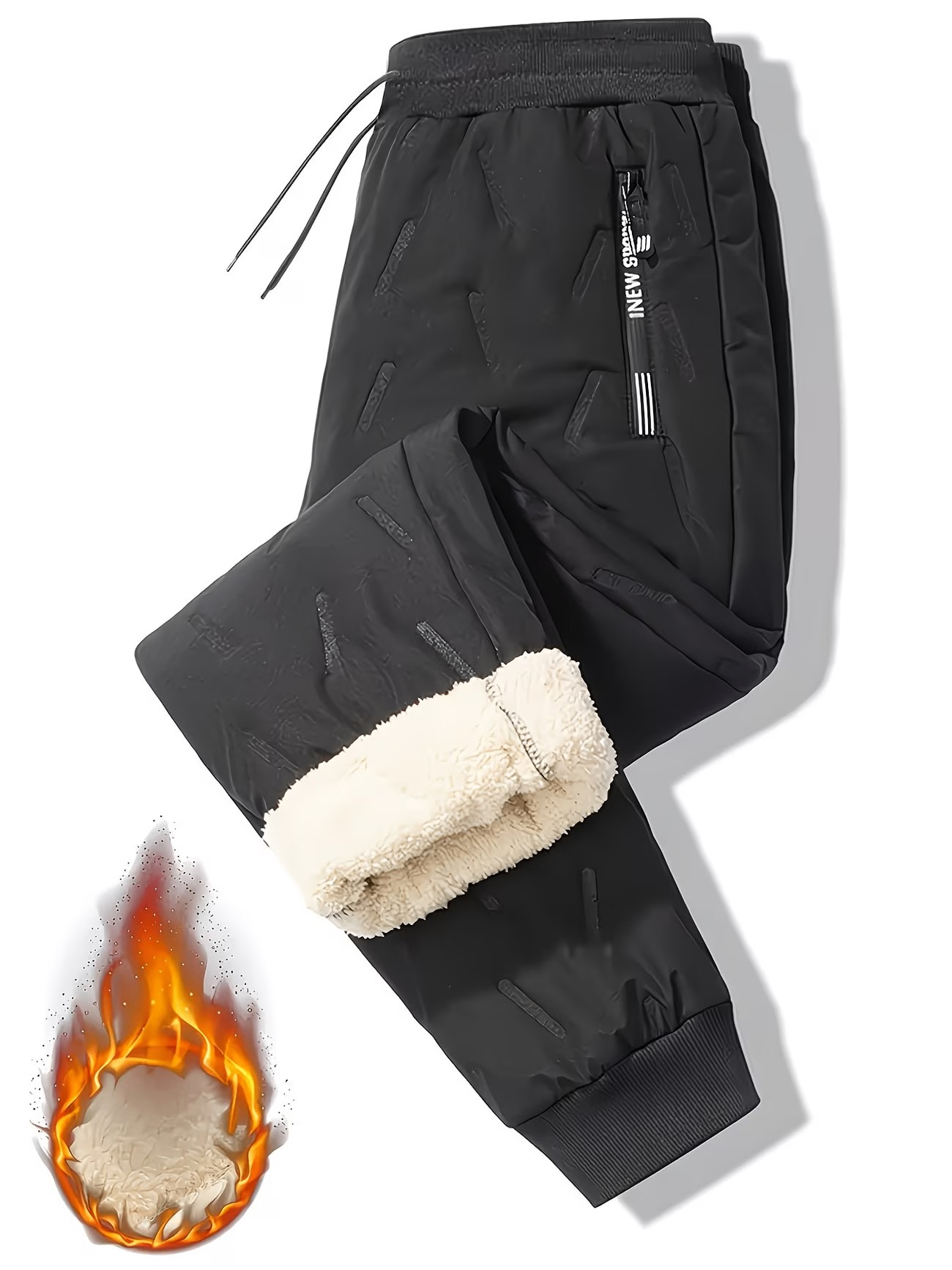 Men'S Thickened Fleece-Lined Jogger Pants for Winter