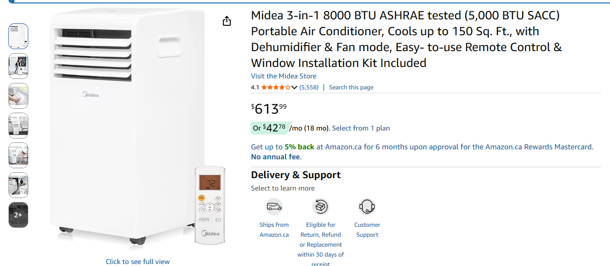 Midea 3-in-1 6000 BTU Portable AC - photo 3