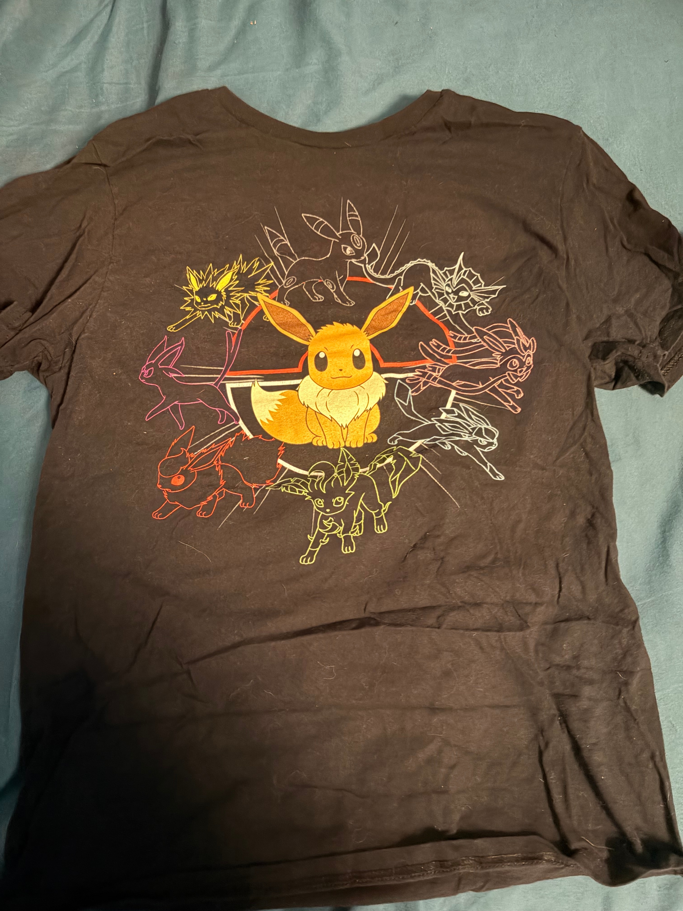 Pokémon Eevee Evolutions Black T-Shirt - Size M