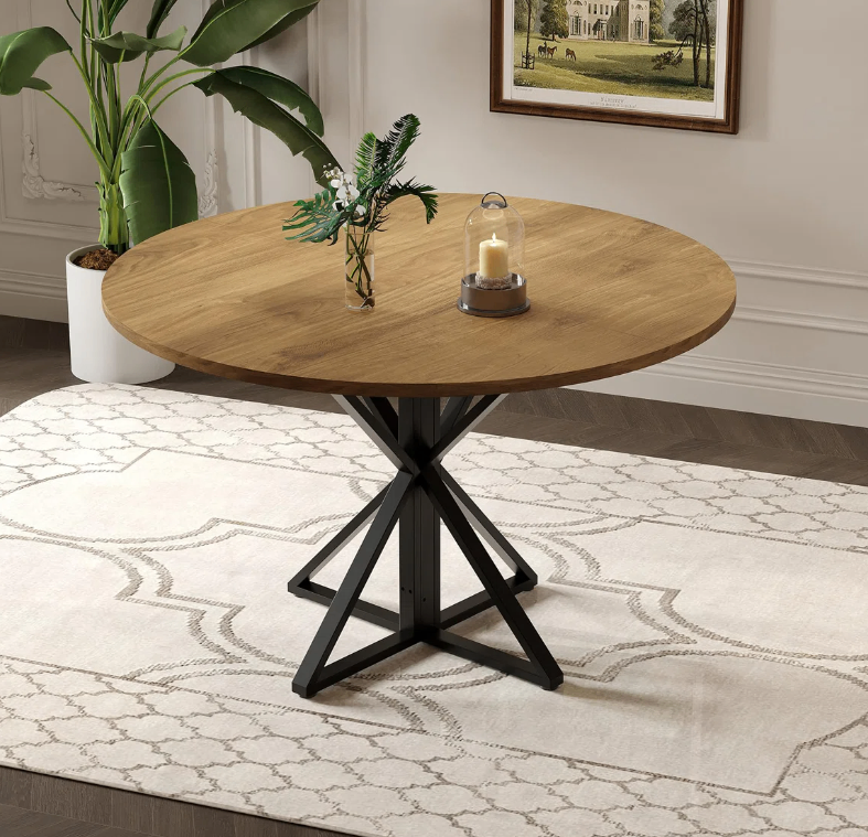 Round Dining Table - Wood & Black (New in box) - photo 2