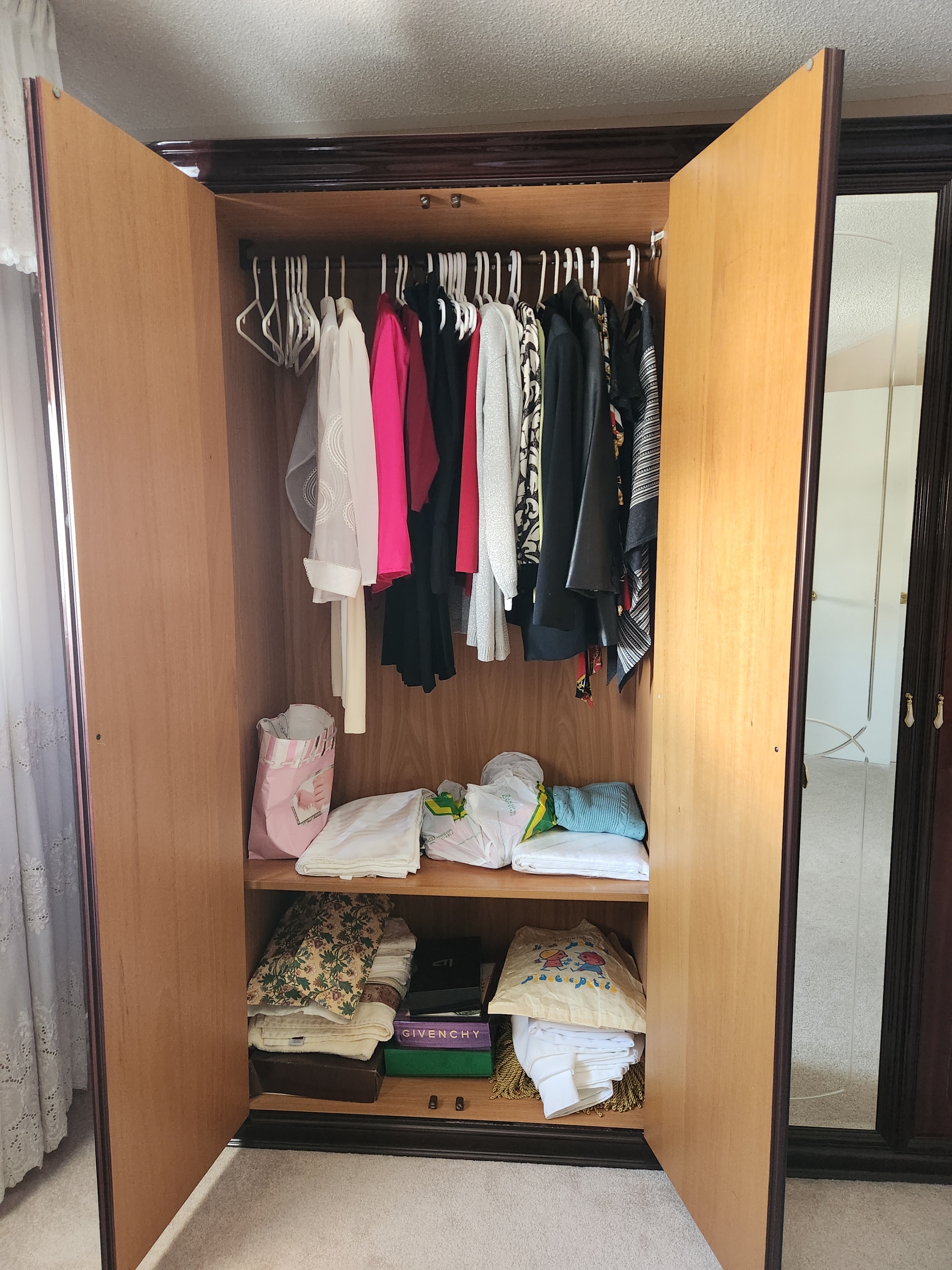 Large Wooden Armoire with Mirrored Doors - photo 3