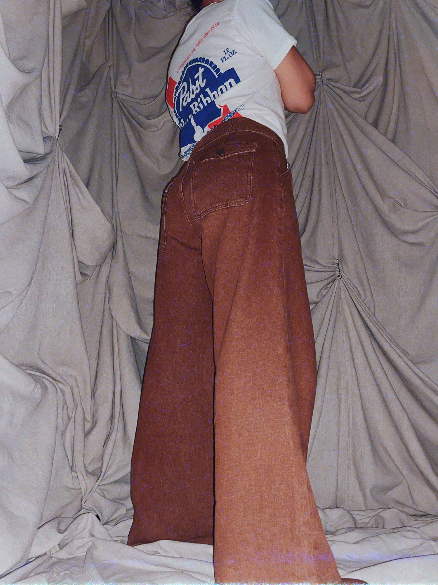 retro brown wide leg jeans denim pants - photo 5