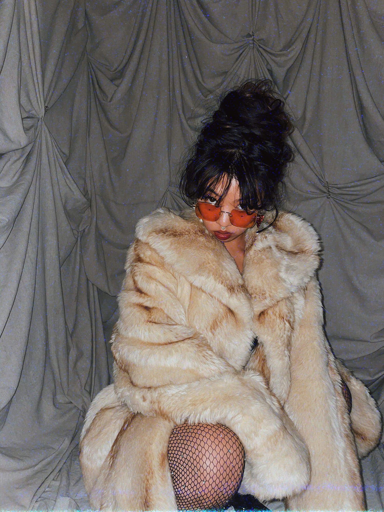 yellow bear faux fur oversized coat - photo 4