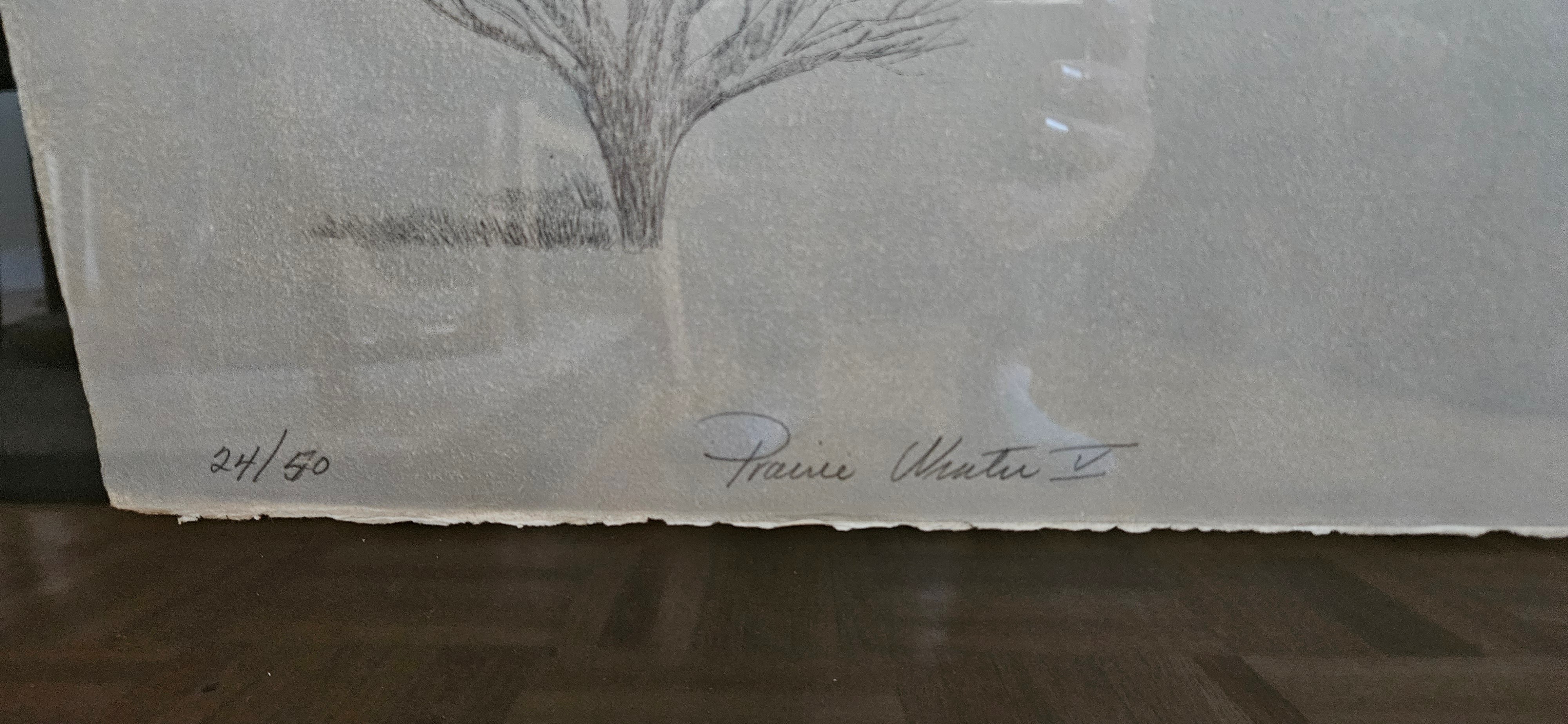 Vintage Original Collagraph Prairie Winter V by Roslyn Swartzman - photo 3