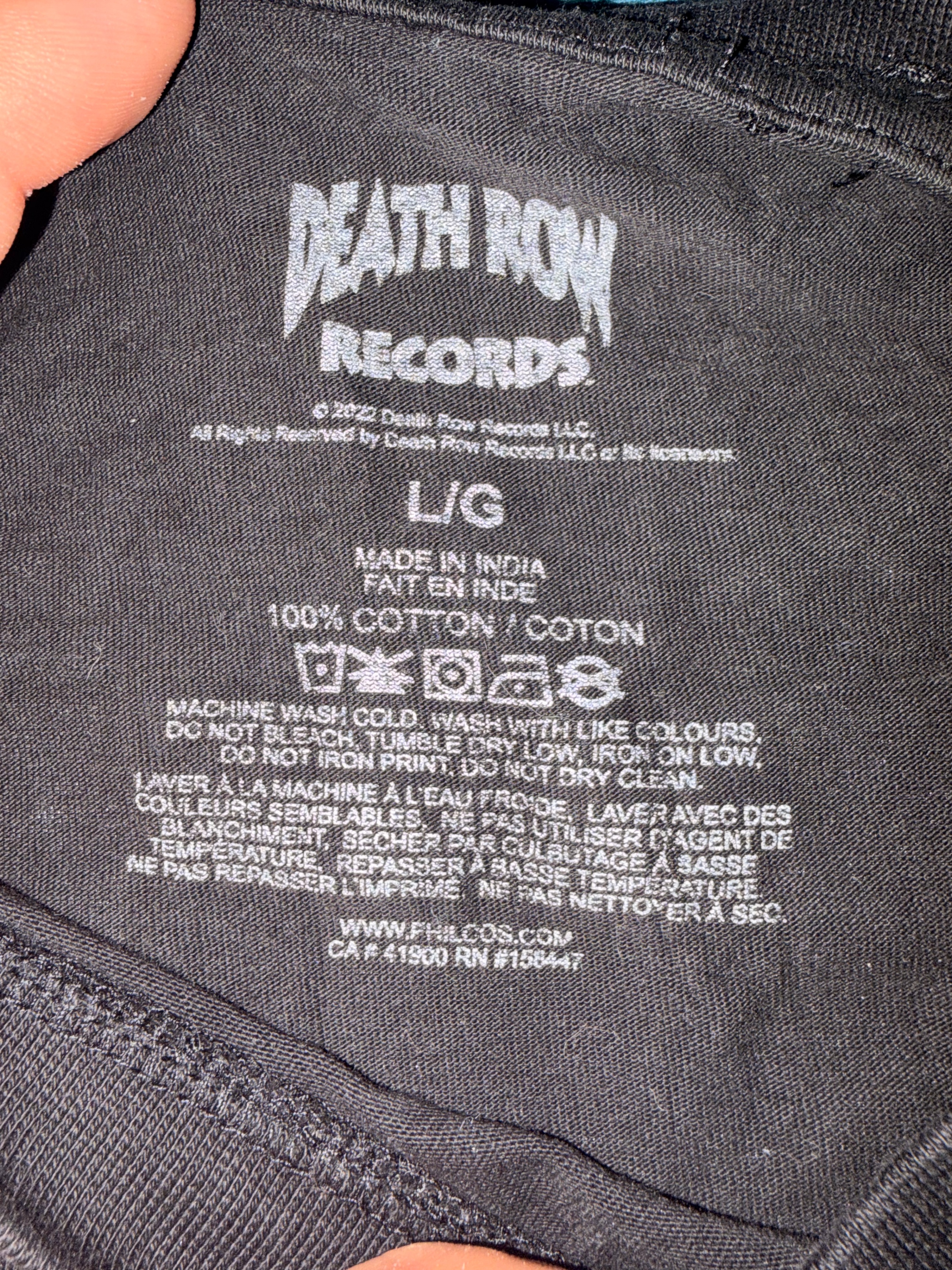Death Row Records Black T-Shirt - Size L - photo 2