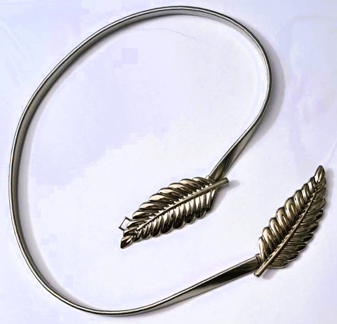 New Elegant Gold & Silver Metal Leaf Elastic Stretch Waist Belts - photo 4