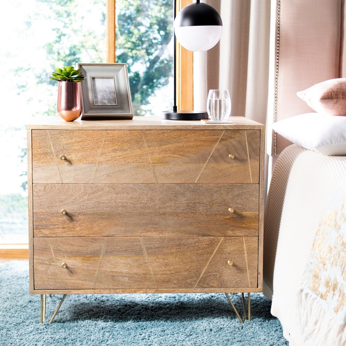 SAFAVIEH Solid Wood 3-Drawer Chest Dresser - New in box - photo 5