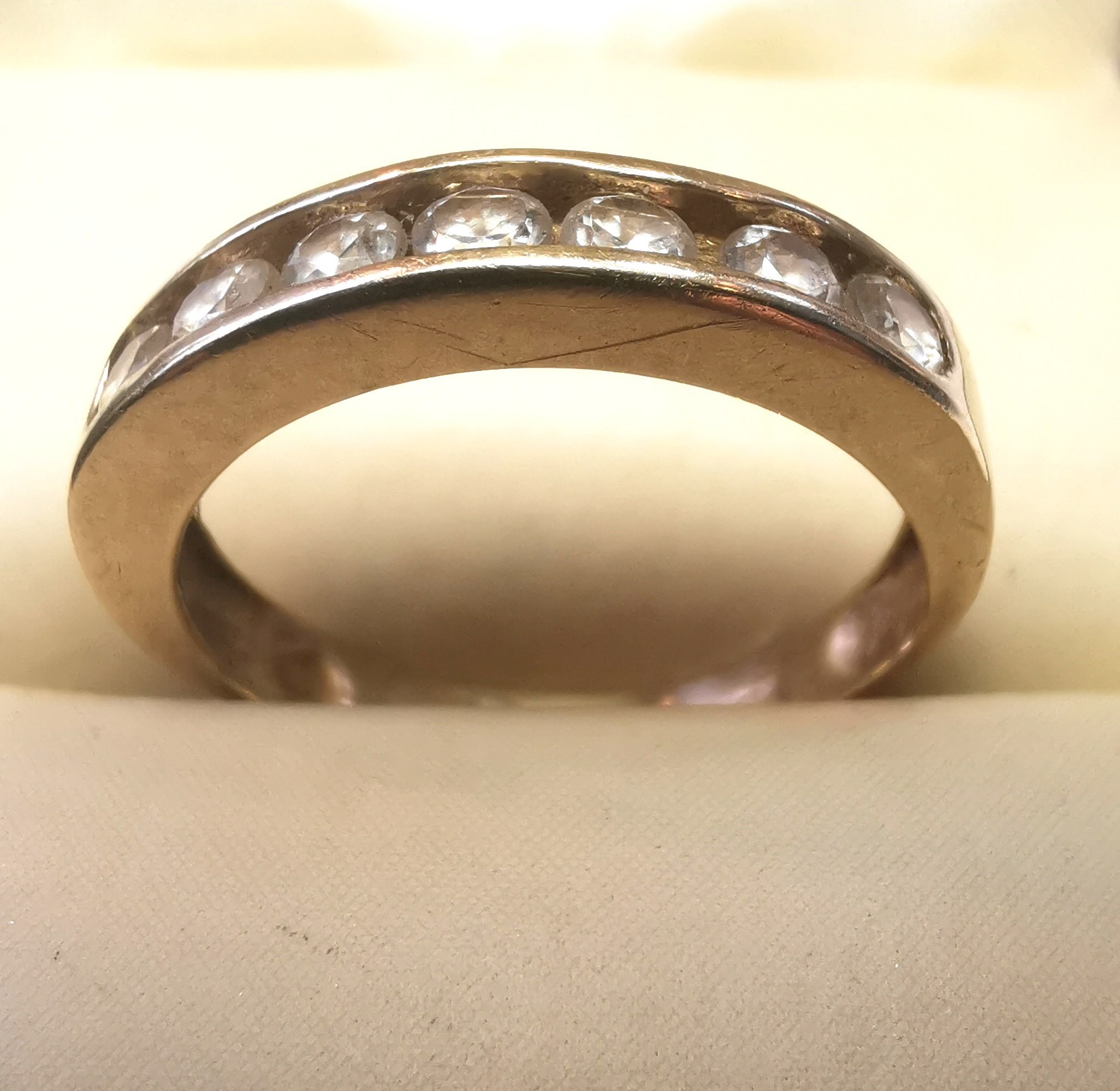 1980s 10k Yellow Gold 7-Stone Diamond Anniversary Band | Size 4 - photo 4