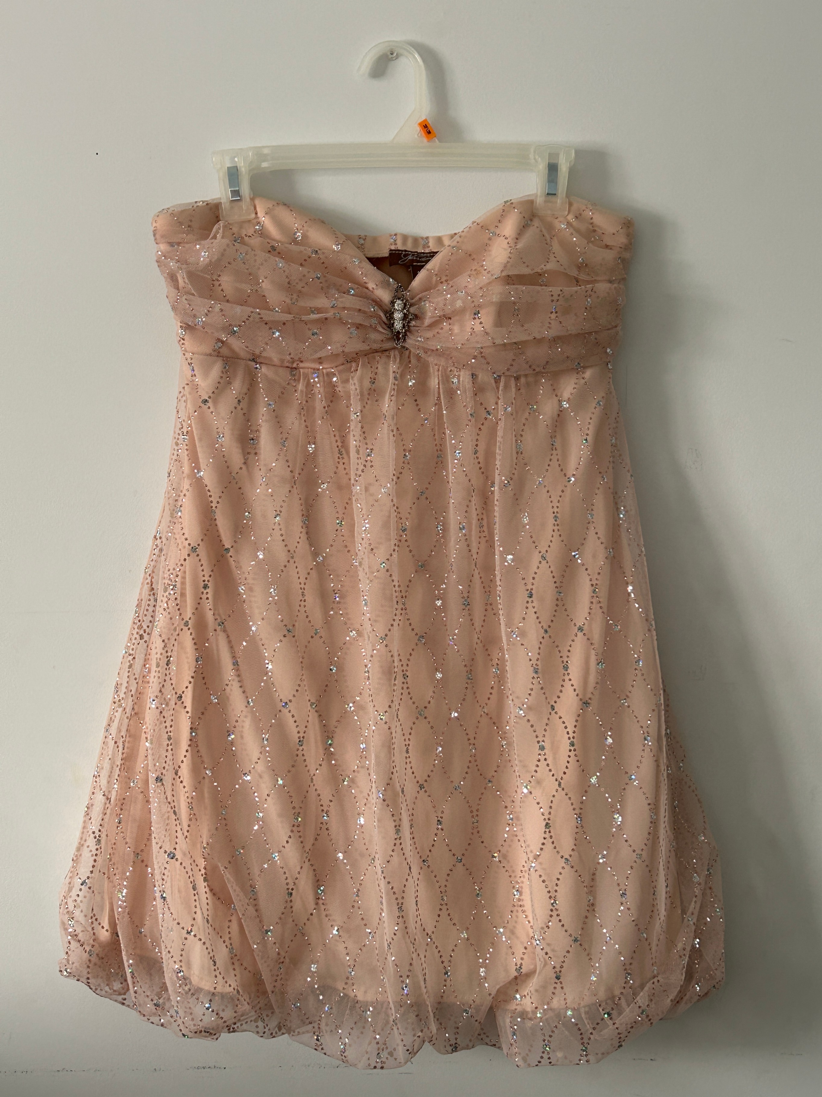 Strapless Gem Detail Nude Dress - Women's Apparel