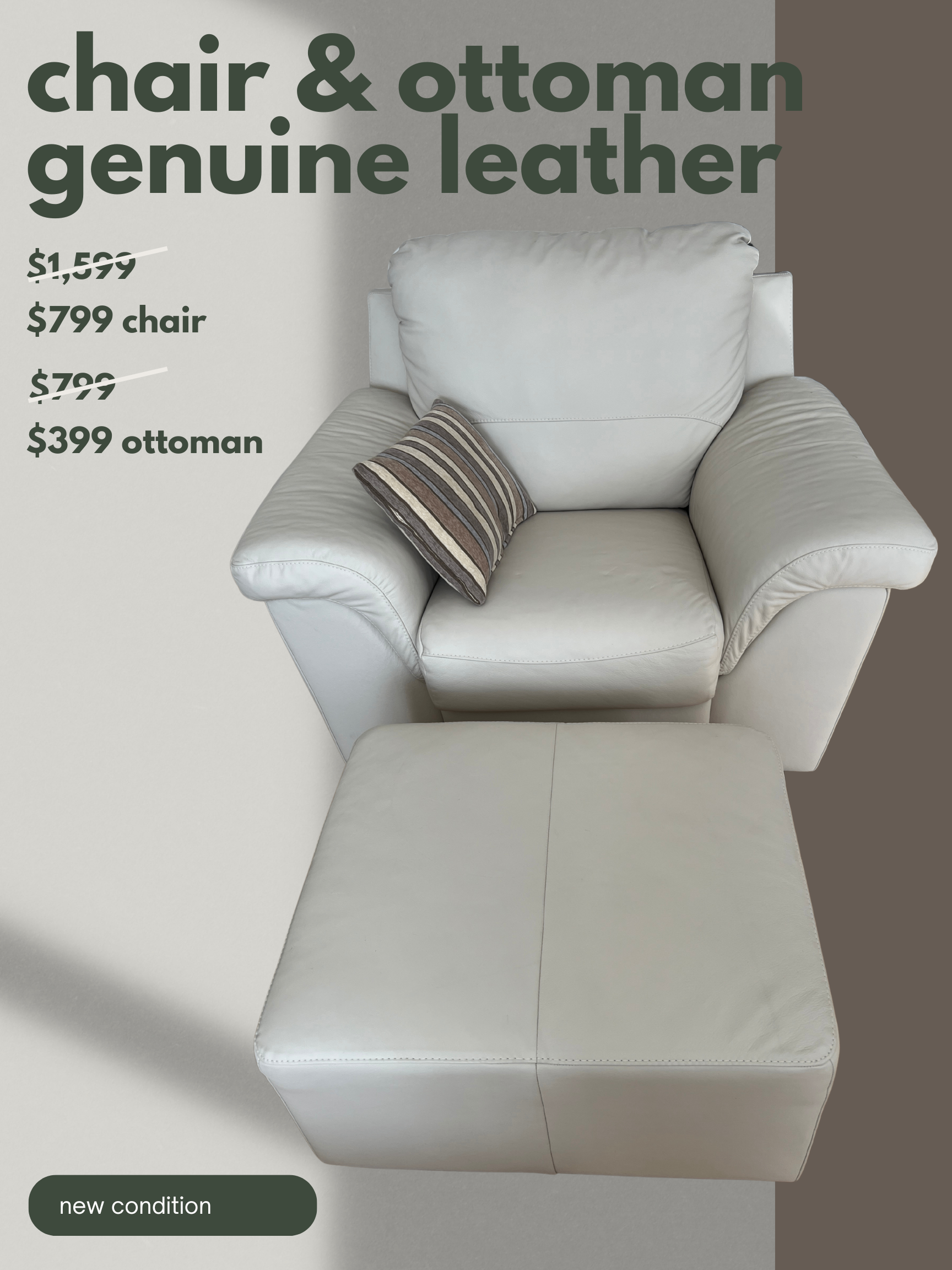 Genuine Leather Chair & Ottoman - photo 2