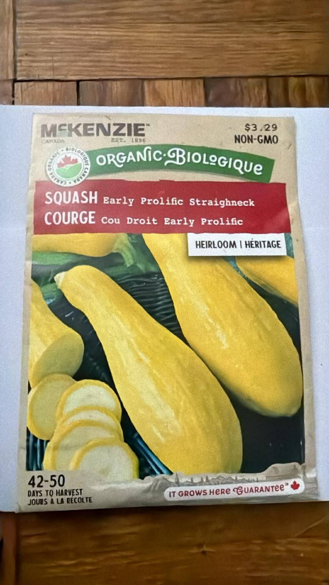2 packs of McKenzie Squash Seeds - Early Prolific Straightneck