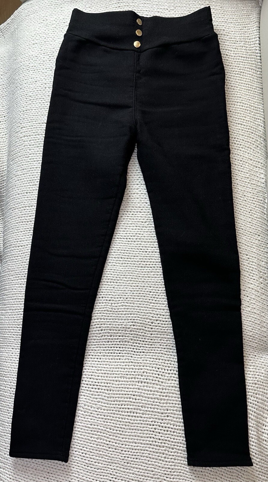 🏆 XS/S 0/2 Fleece Lined Stretch Skinny Pants Winter Mid Waist - photo 2