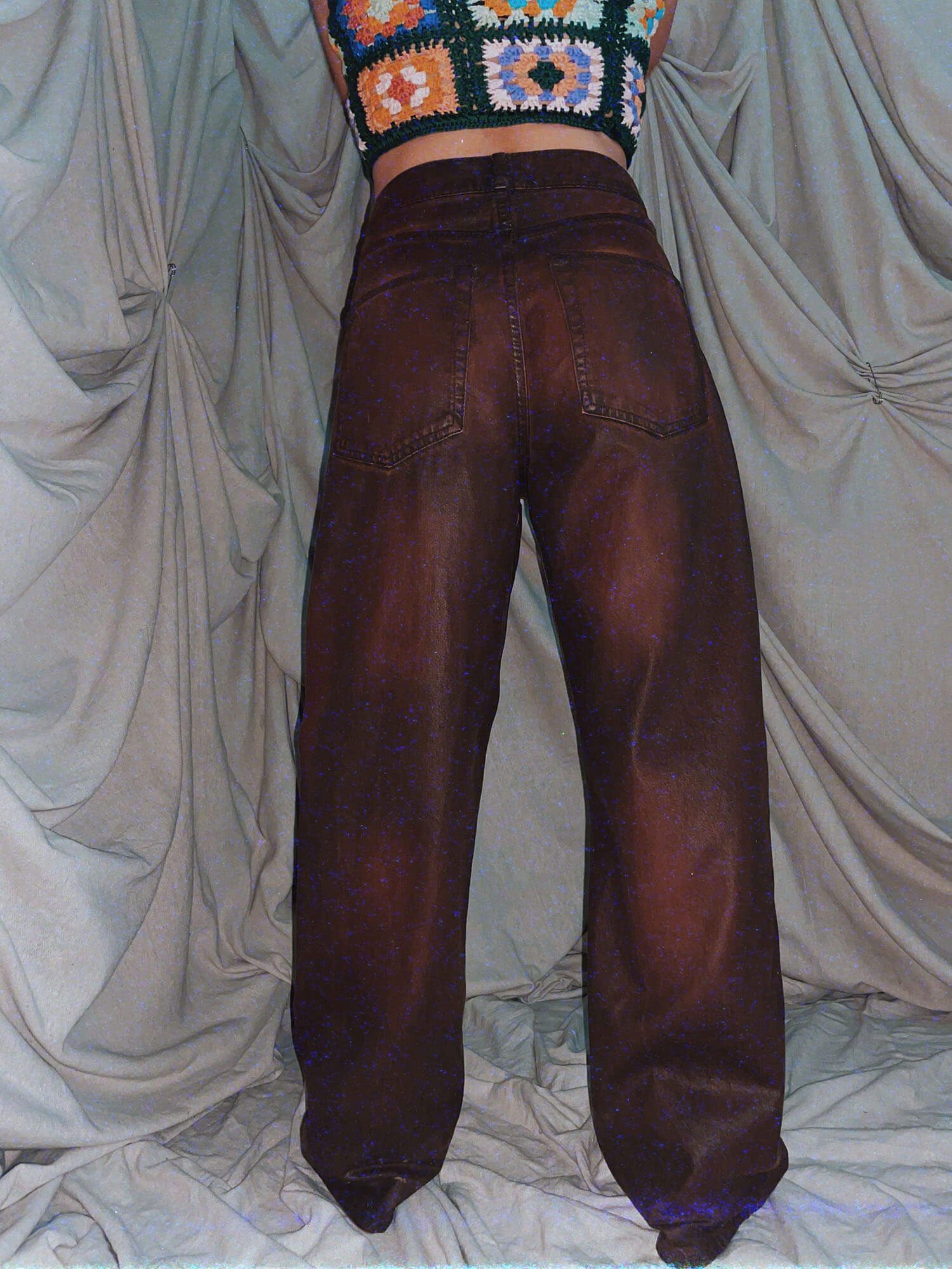 brown high waist boyfriend jeans wide leg - photo 2