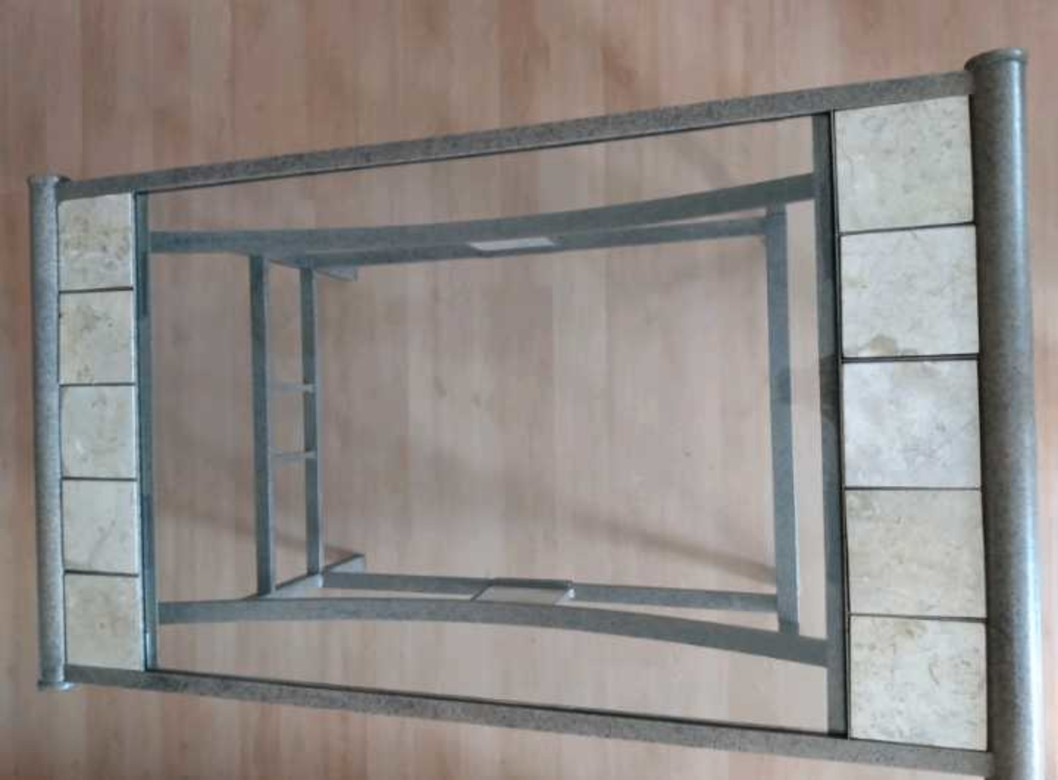 Glass Top Coffee Table & End Table with Marble Tile Accents - photo 2