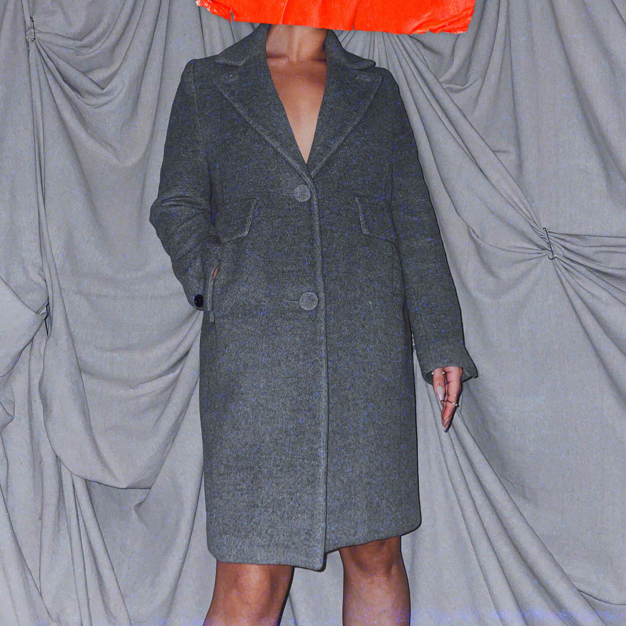 grey midi wool coat - outwear jacket