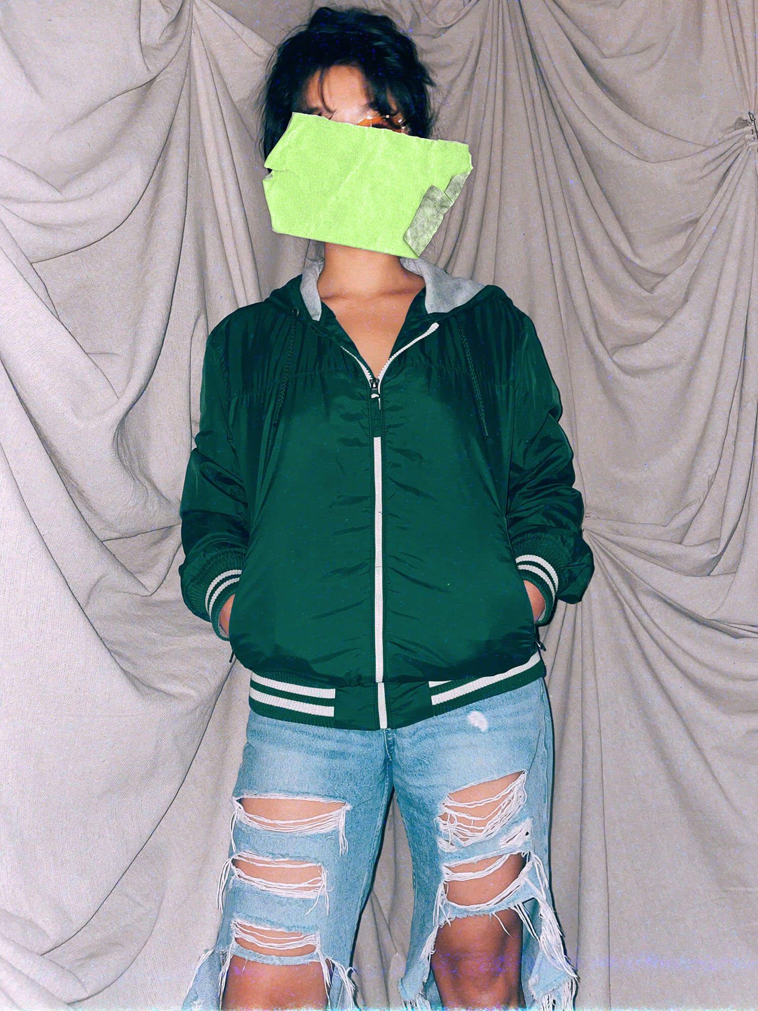 green varsity zip up jacket hoodie - photo 2