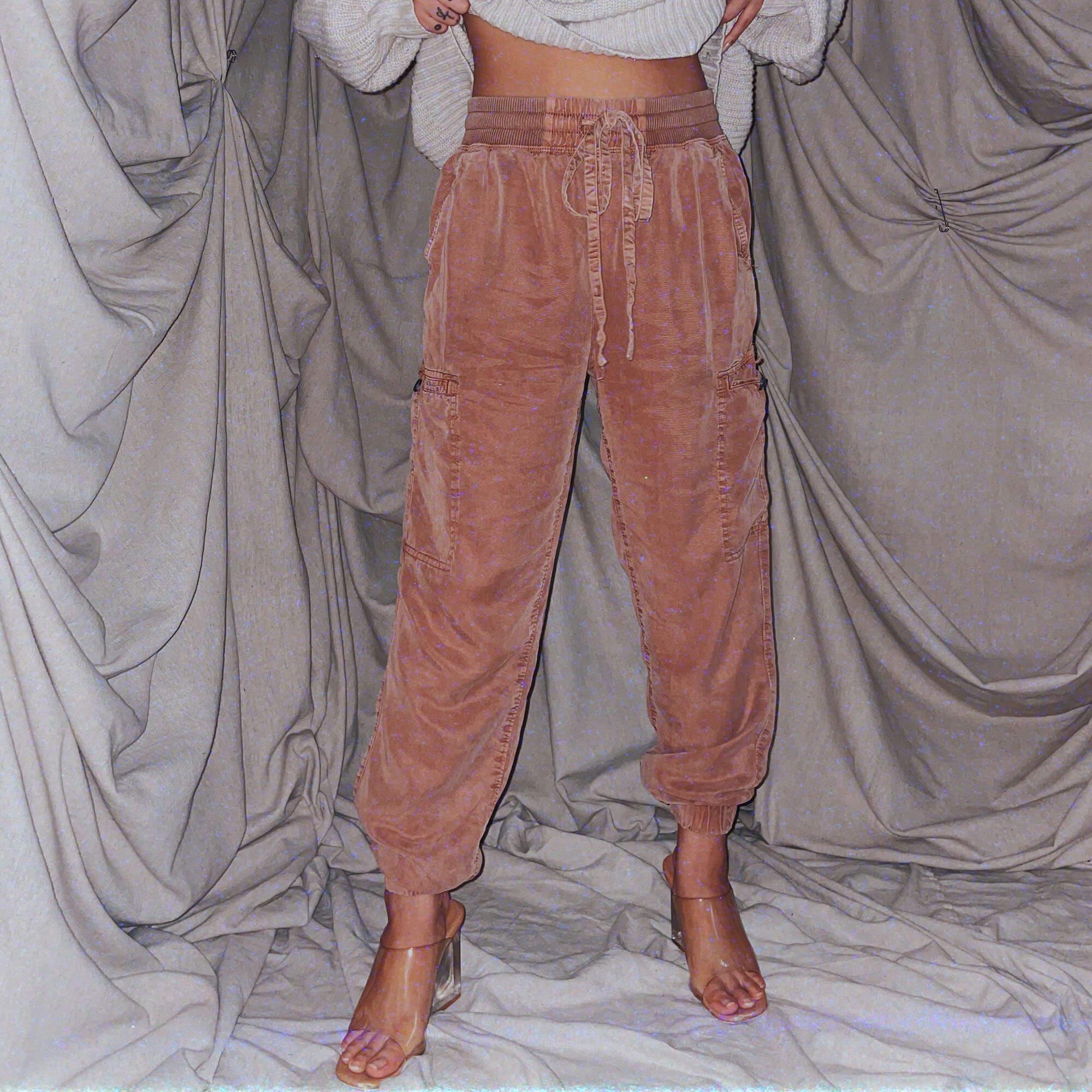 brown cargo joggers ★ high waist pants