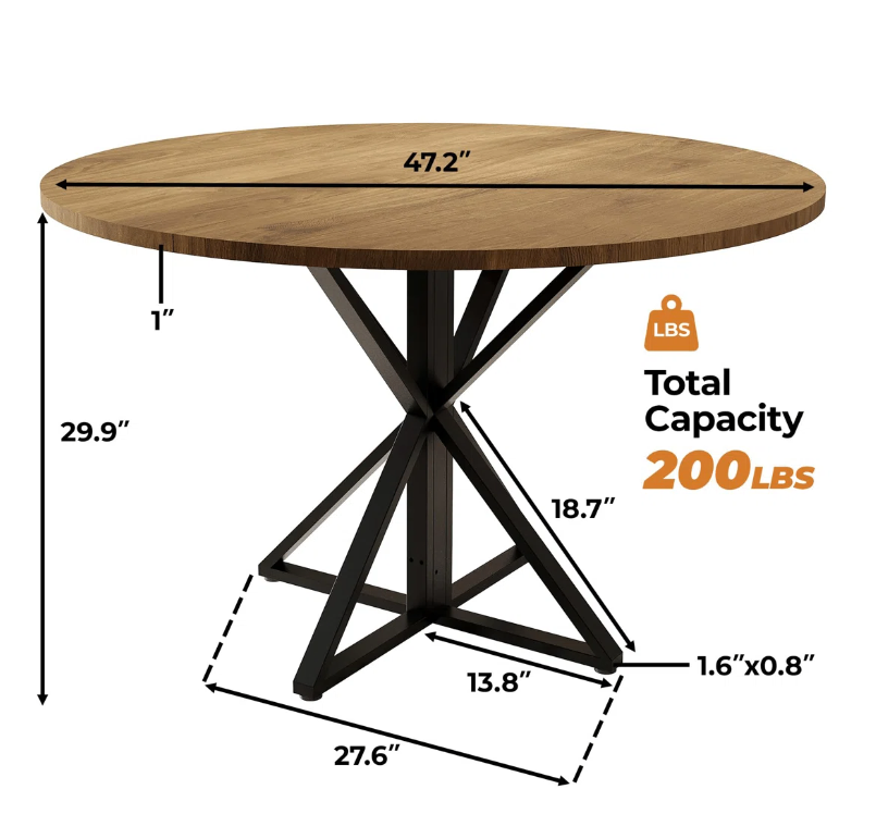 Round Dining Table - Wood & Black (New in box) - photo 3