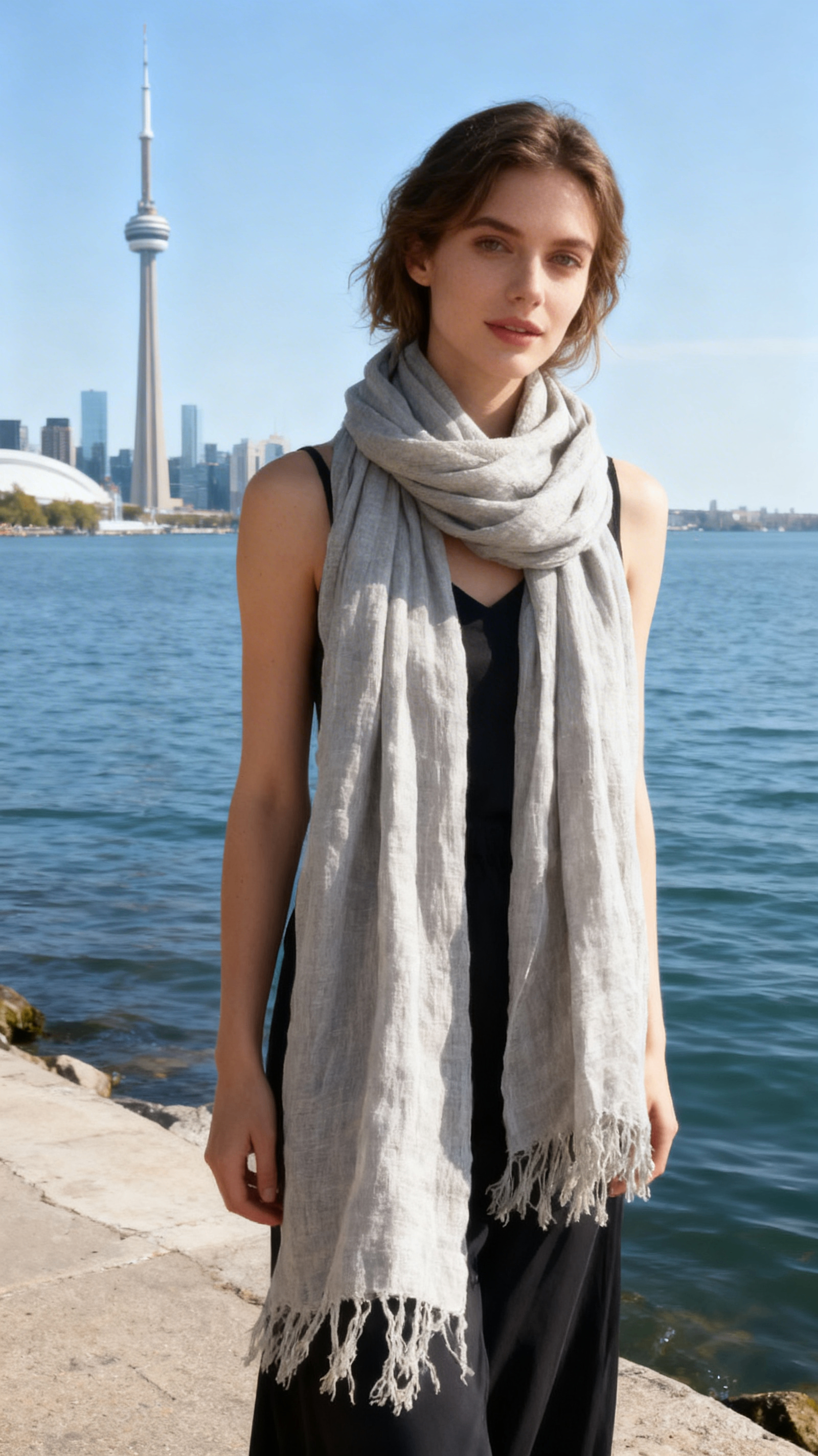 Beige Linen Fringed Scarf | Like New – $5 CAD - photo 2
