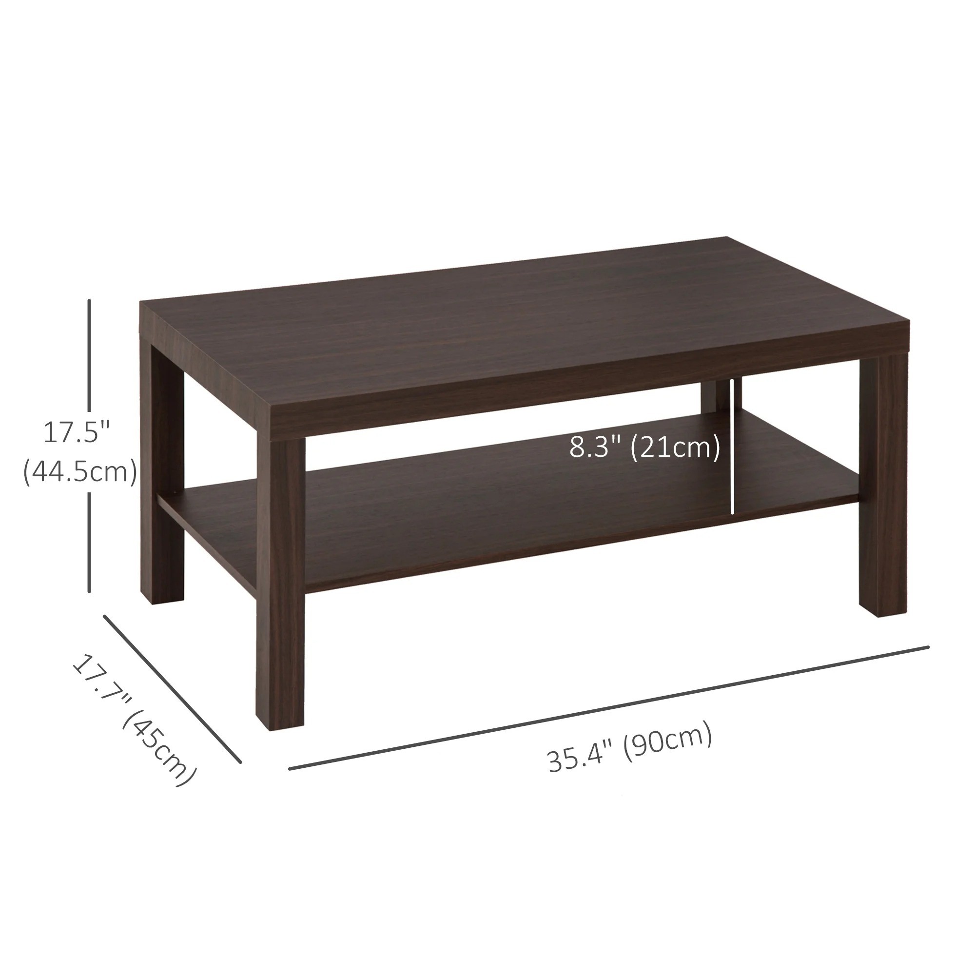 2 Tier Coffee Table with Storage Shelf - photo 2