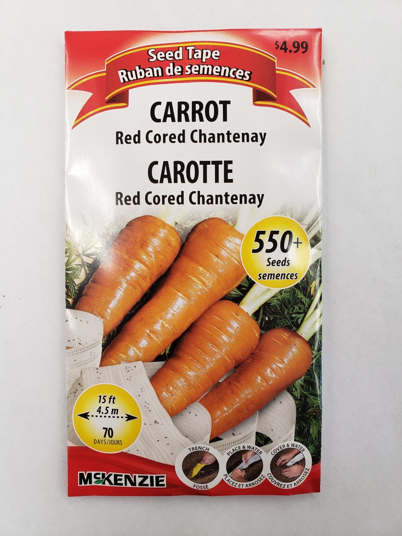 4 McKenzie Carrot Seed Tape - Red Cored Chantenay