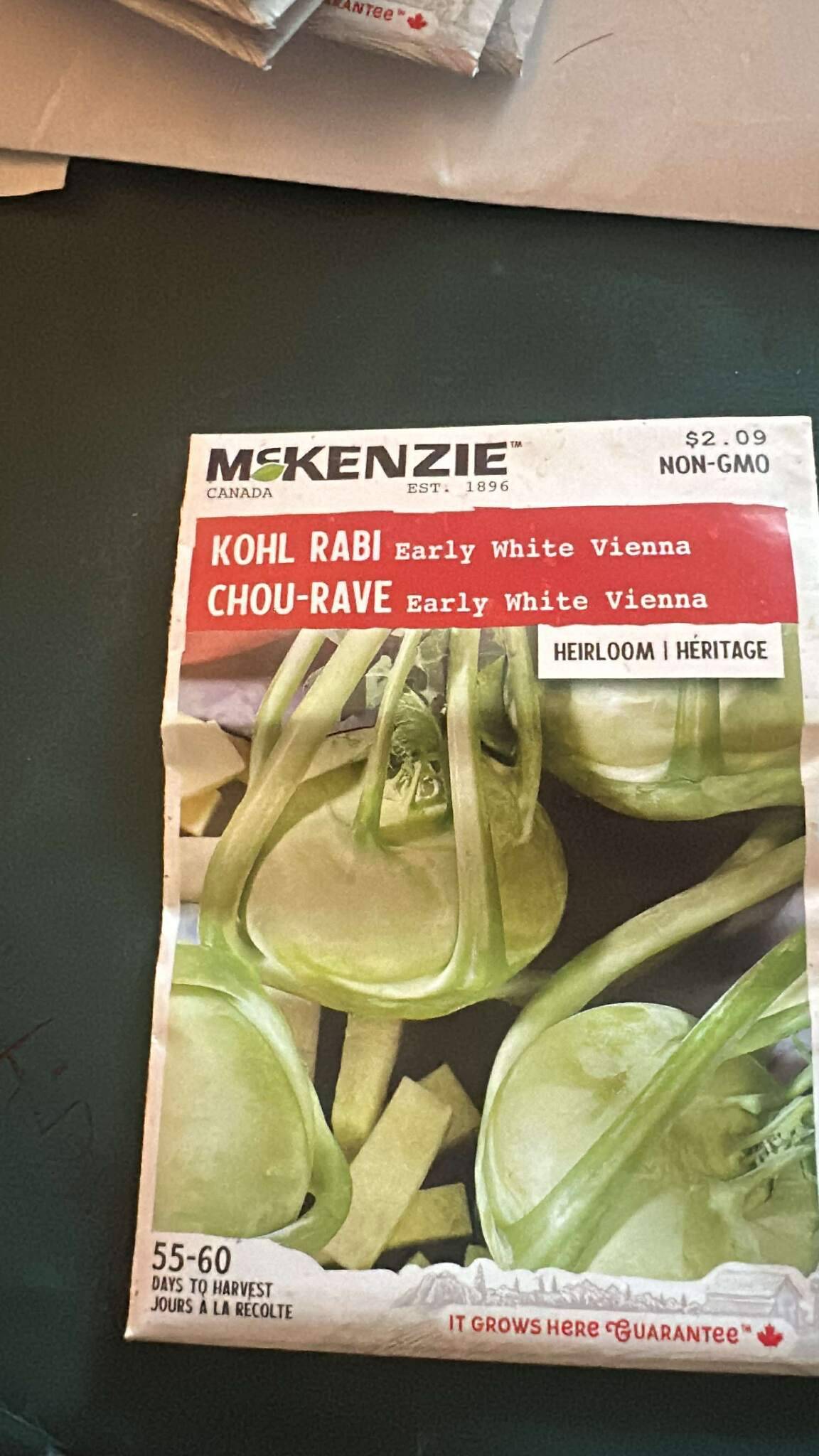6 McKenzie Kohl Rabi Early White Vienna Seeds