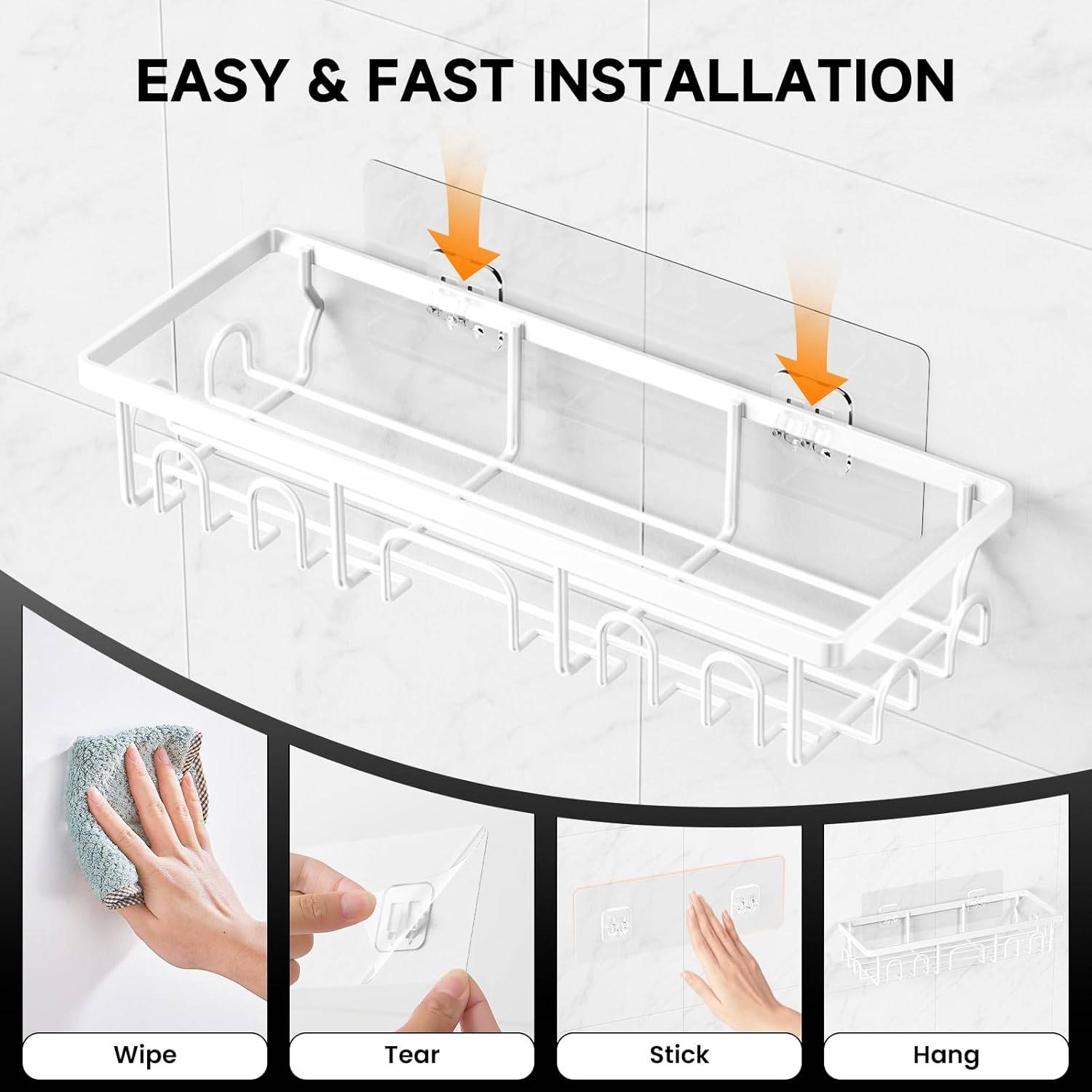 Shower Caddy Organizer – Rustproof No Drilling Required (3-Pack) - photo 4