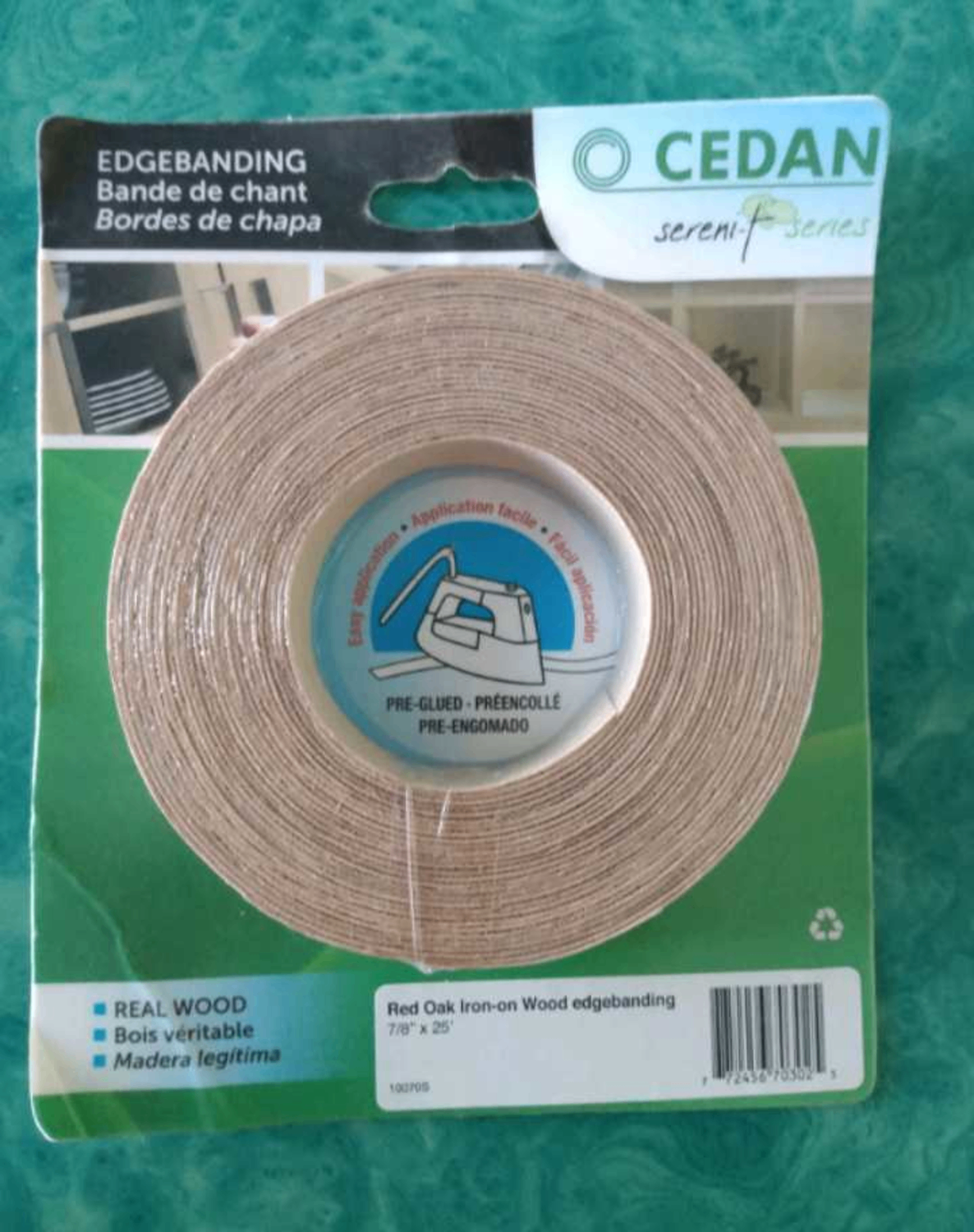 Cedan Red Oak Iron-on Wood Edgebanding 7/8" x 25'