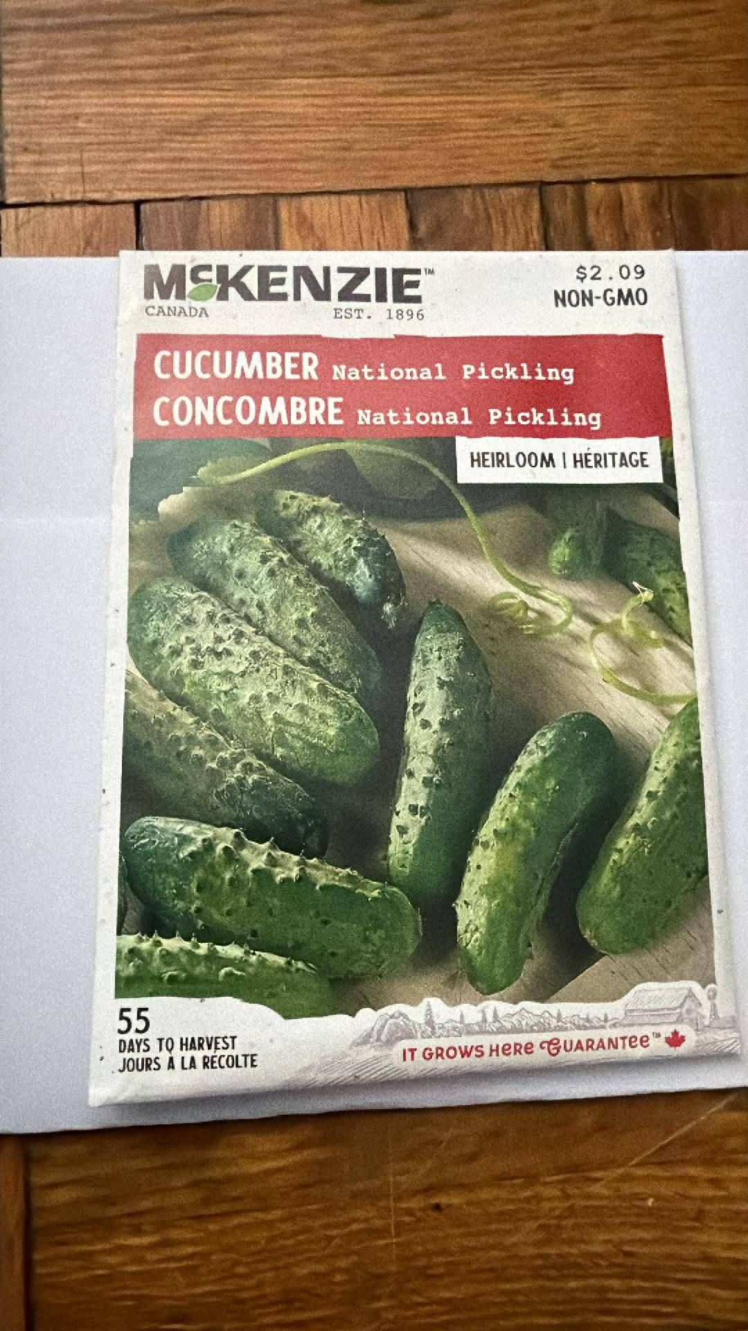 2 packs of McKenzie Cucumber National Pickling Seeds