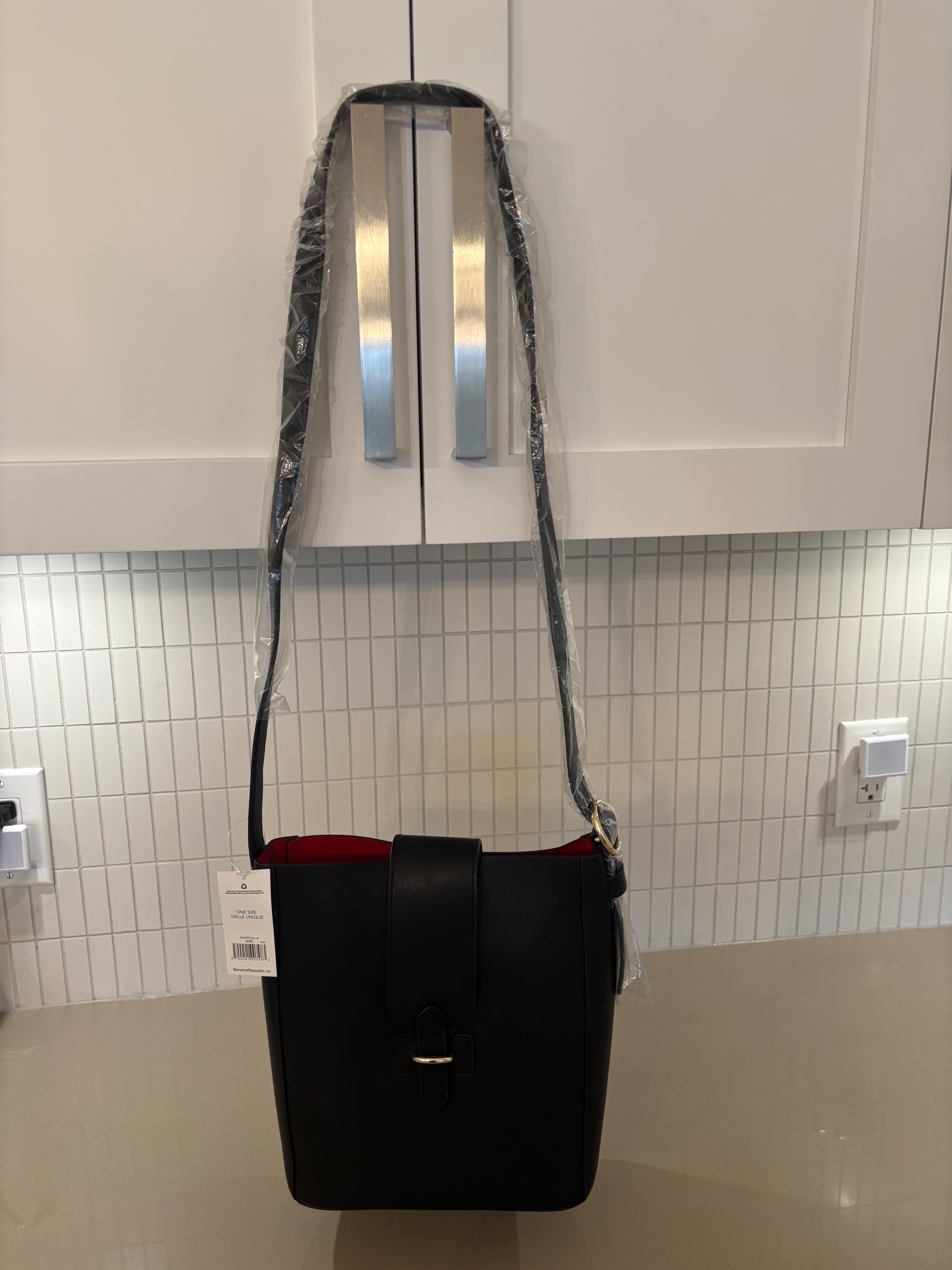 Black leather structured bag, purse - photo 3