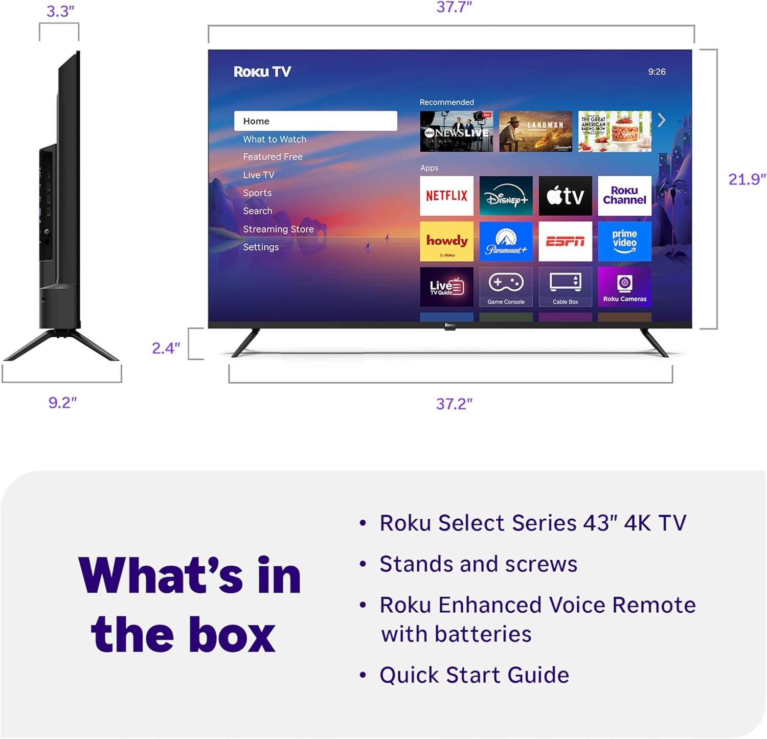Roku Select Series 43-inch 4K UHD HDR LED Roku Smart TV - photo 2