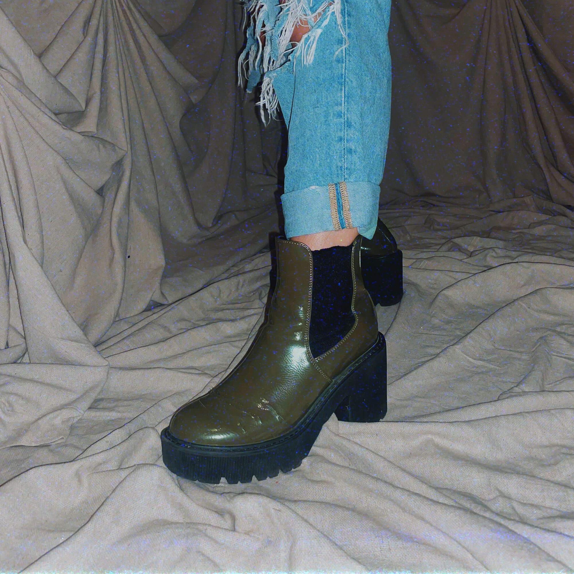 army green chelsea boots shoes