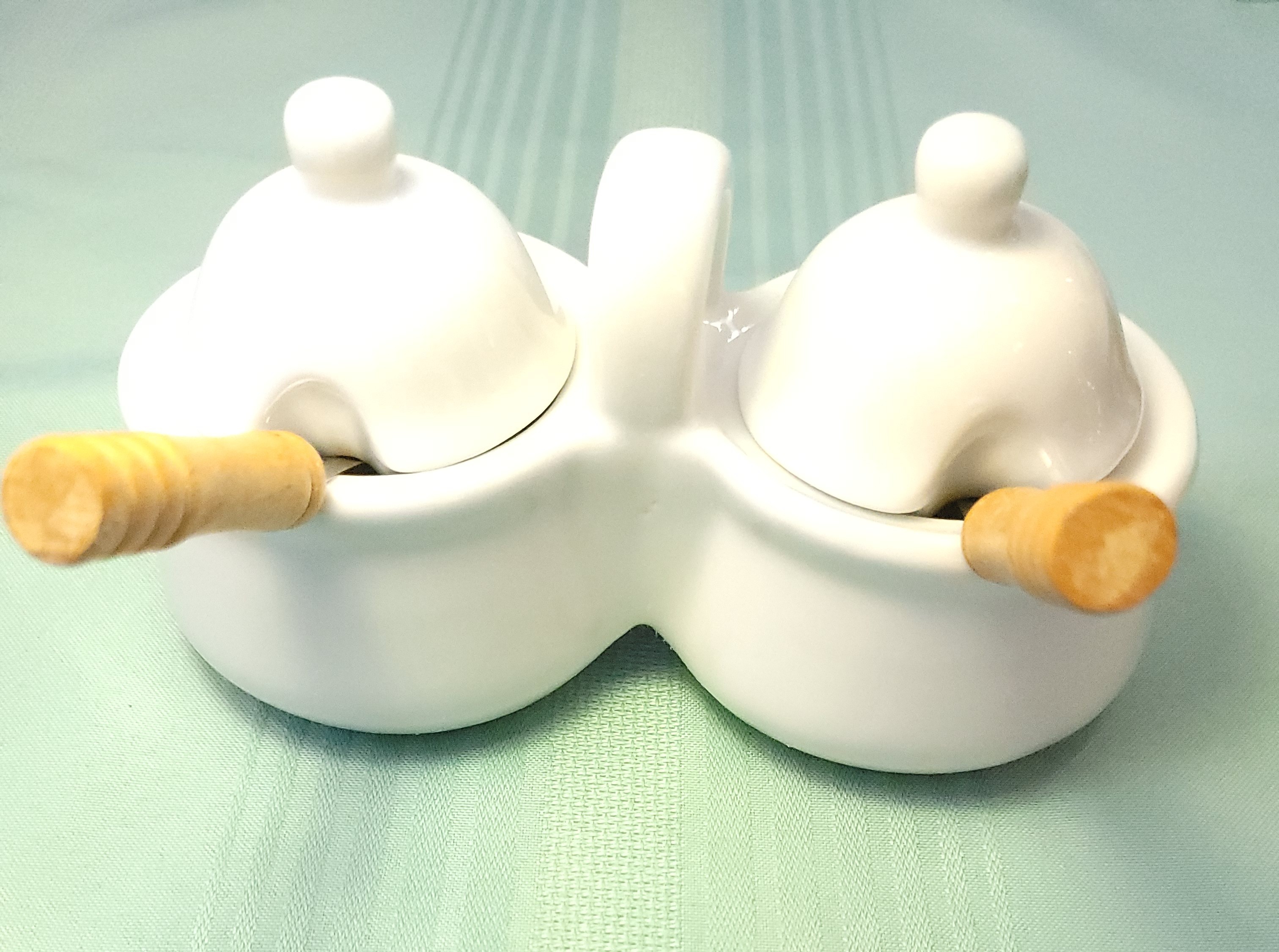 Vtg 1998 Houston Harvest White Ceramic Double Condiment - photo 4