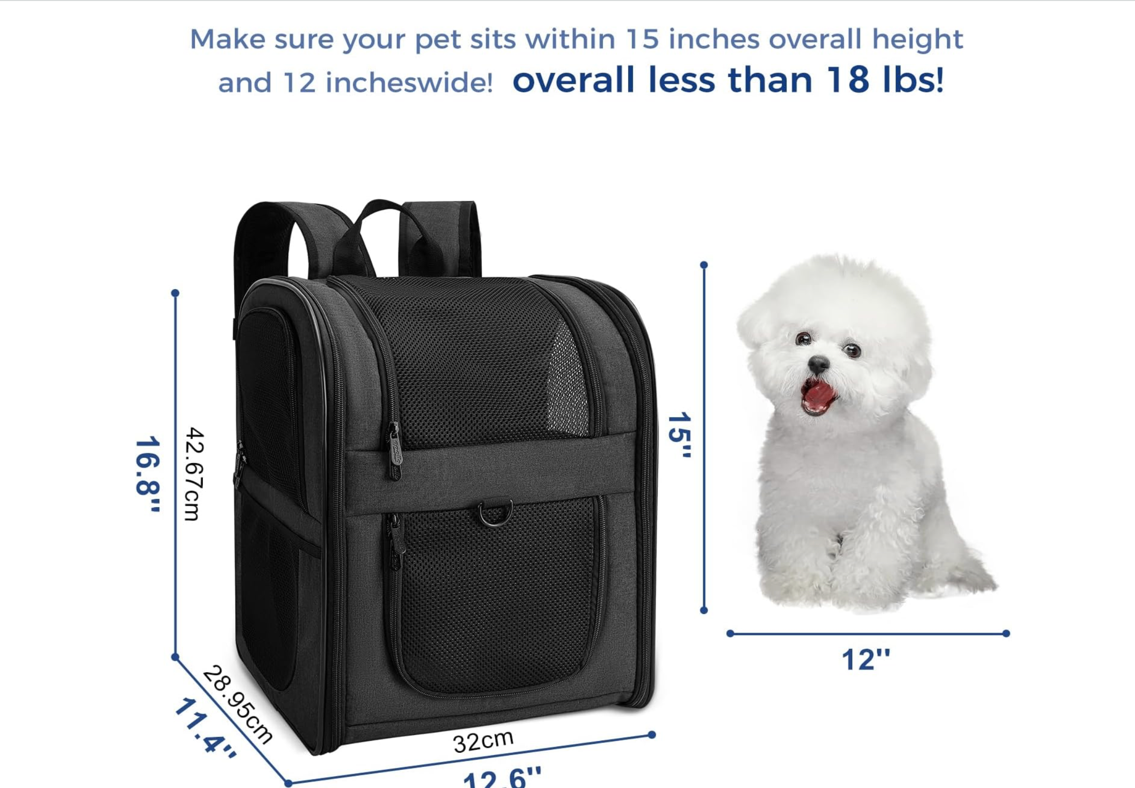 Pet Carrier Backpack for 4-15lb Cats and Dogs- like new - photo 3