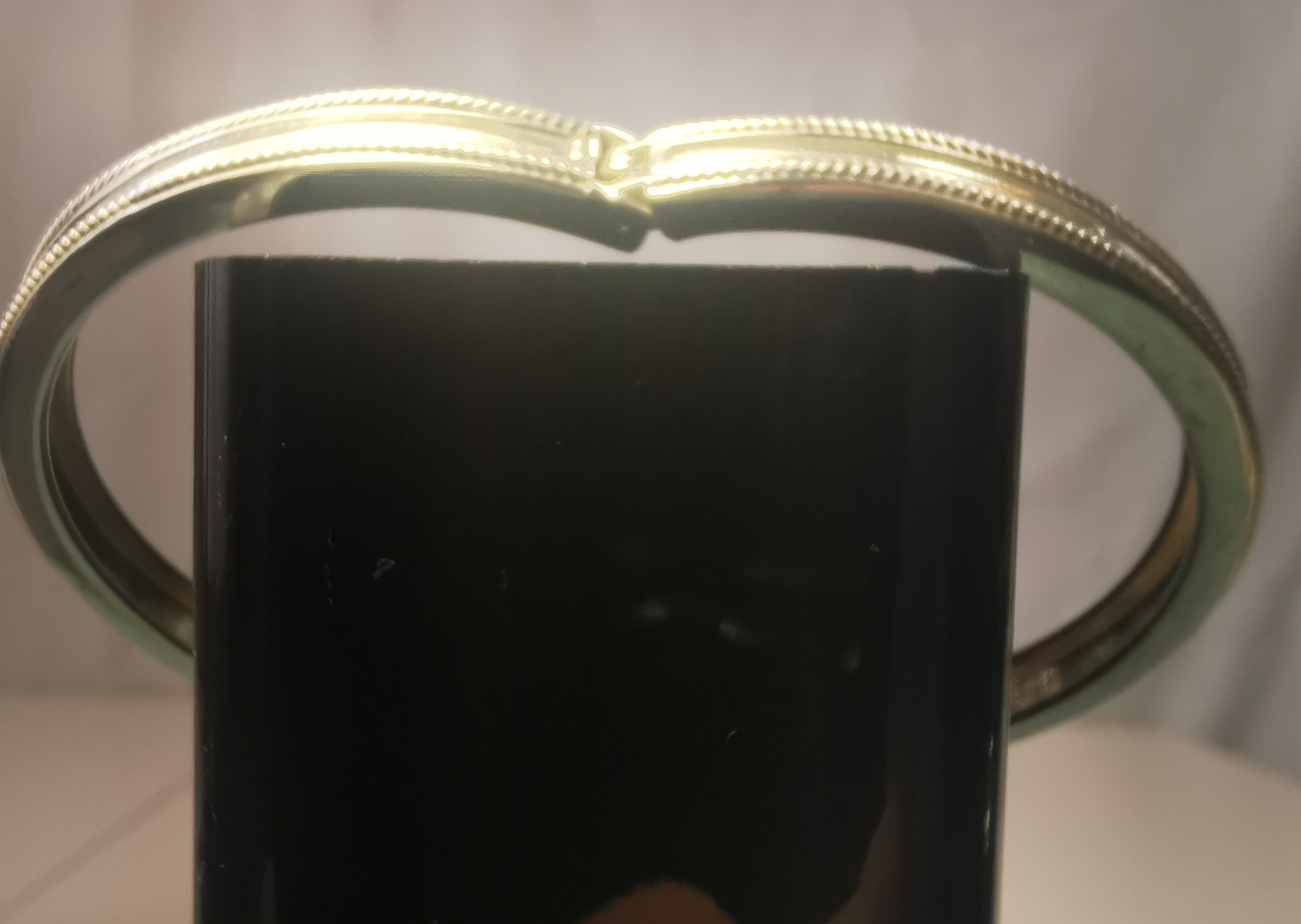 1980s Silver Tone Clamper Bangle Bracelet Rope Twist Edge - photo 4