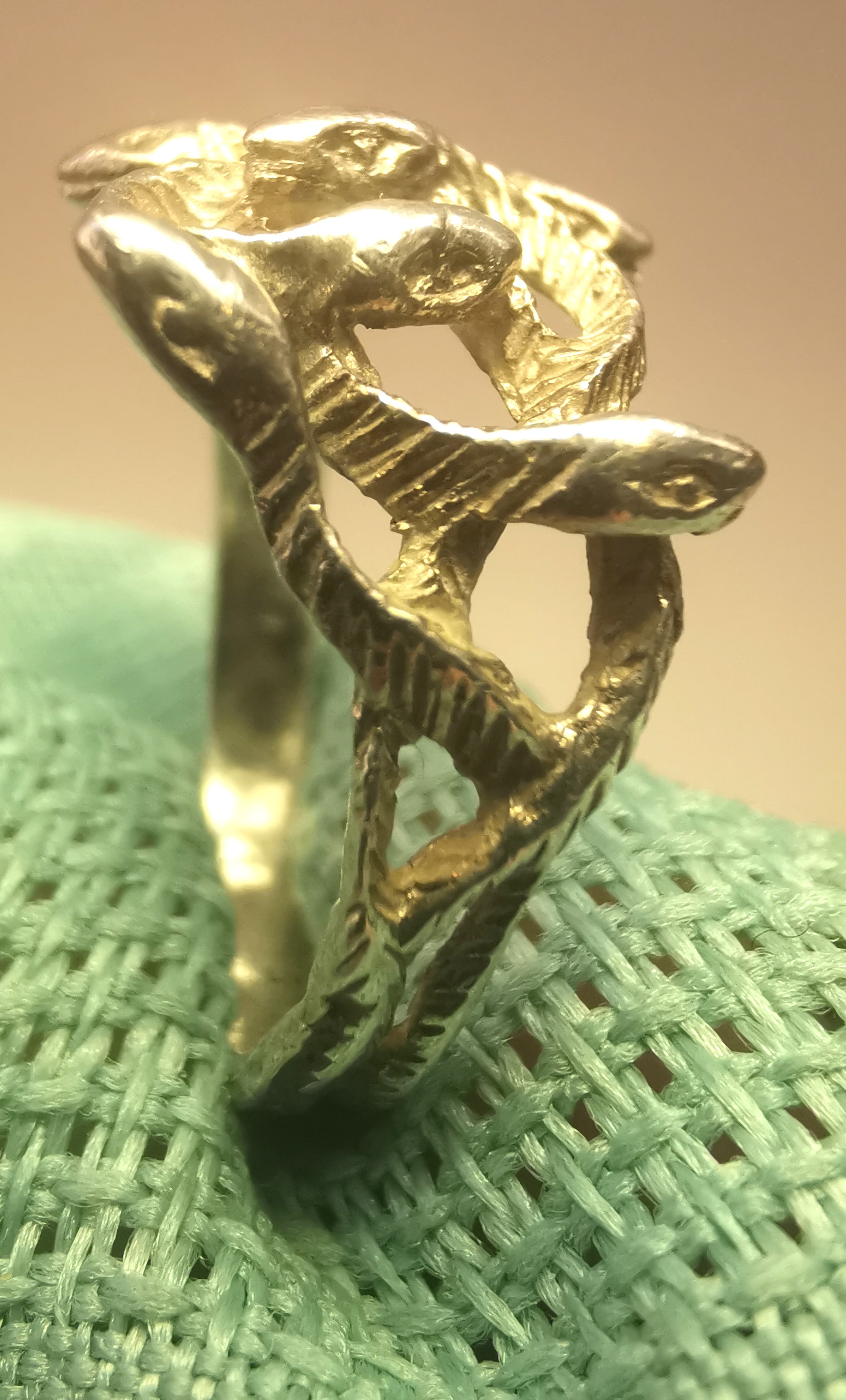 1980s Taxco Mexico Sterling Silver Multi-Head Snake Ring - 925 - photo 3