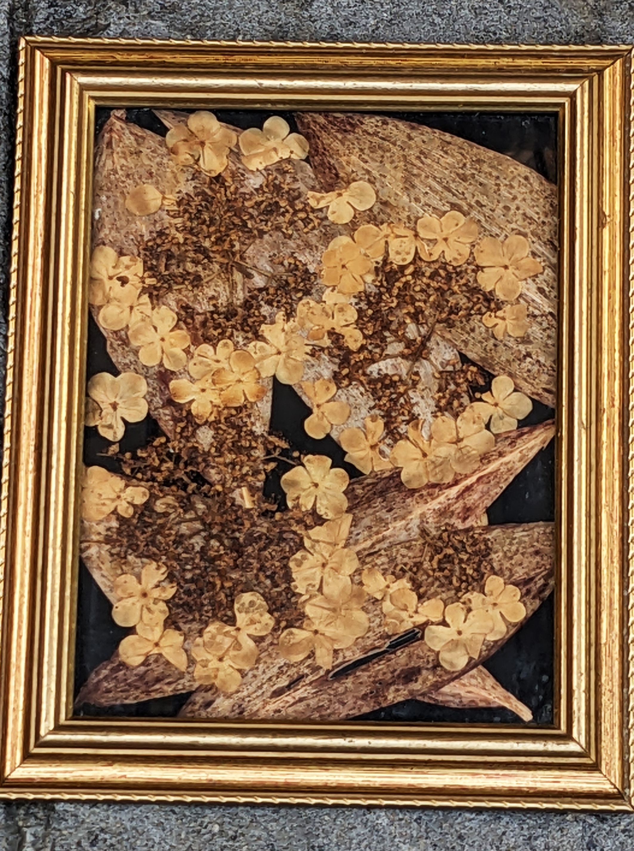 3 Vintage Pictures made of natural material, flowers and leaves. - photo 3