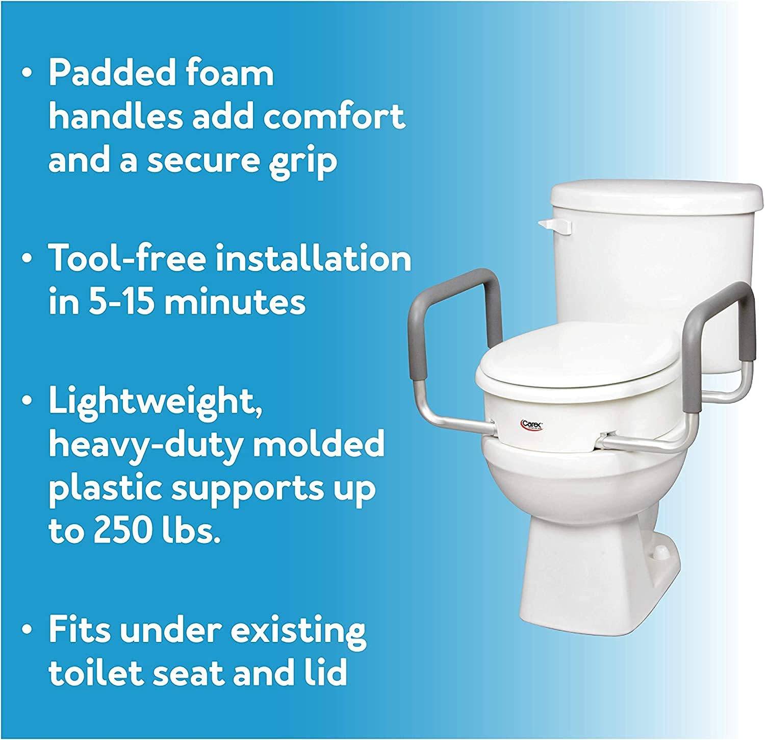 Carex 3.5 Inch Raised Toilet Seat w/ Arms, Round Toilets (New) - photo 5