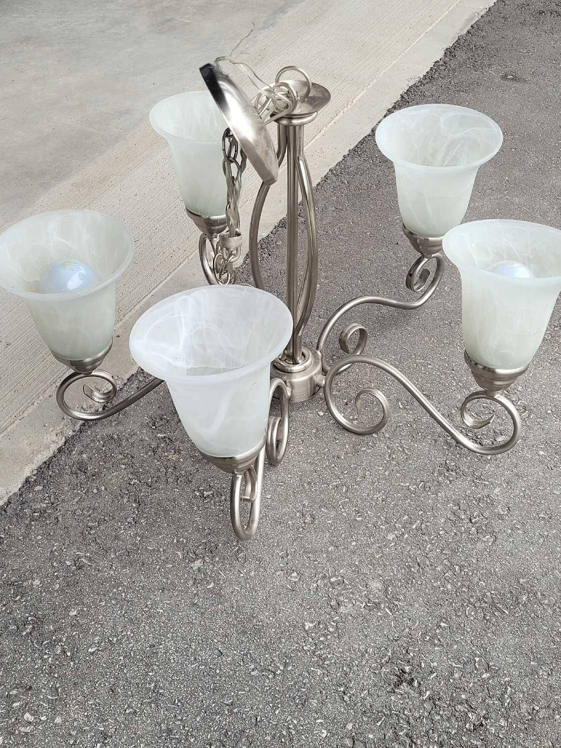 5-Light Chandelier with White Shades - photo 2
