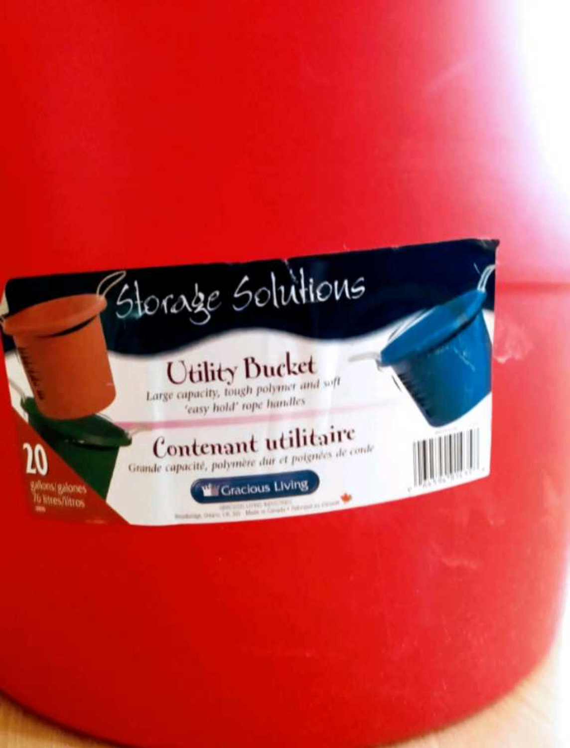 20 Gallon Red Utility Bucket (ONLY 1 LEFT)